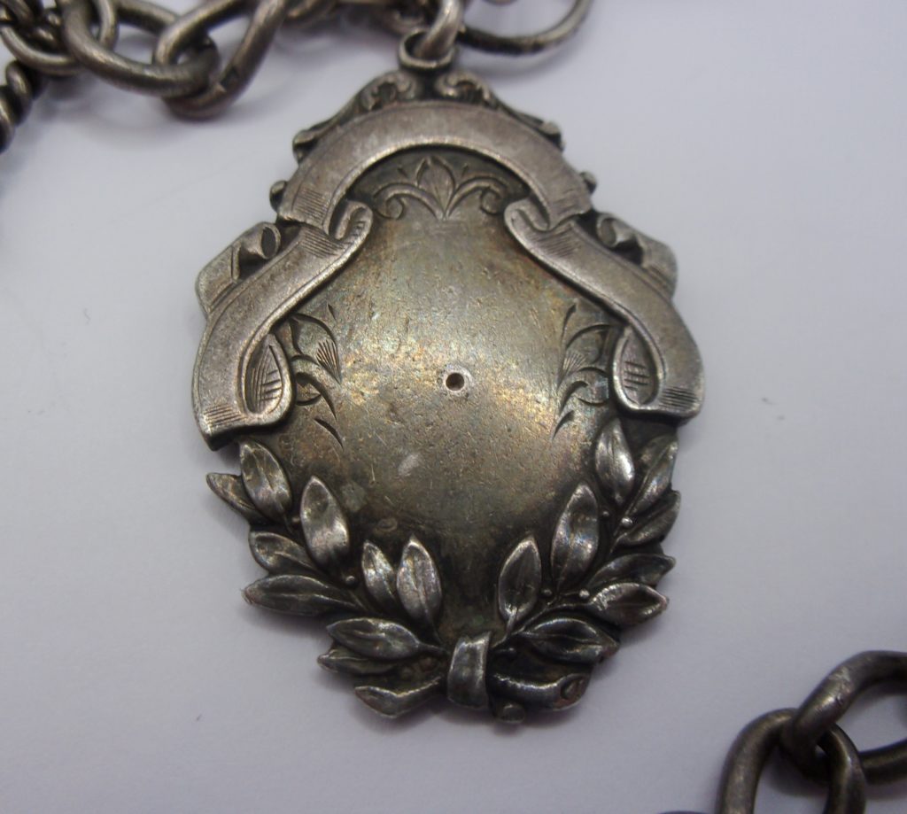 Silver Double Albert Watch Chain With Sporting Fobs Sally Antiques