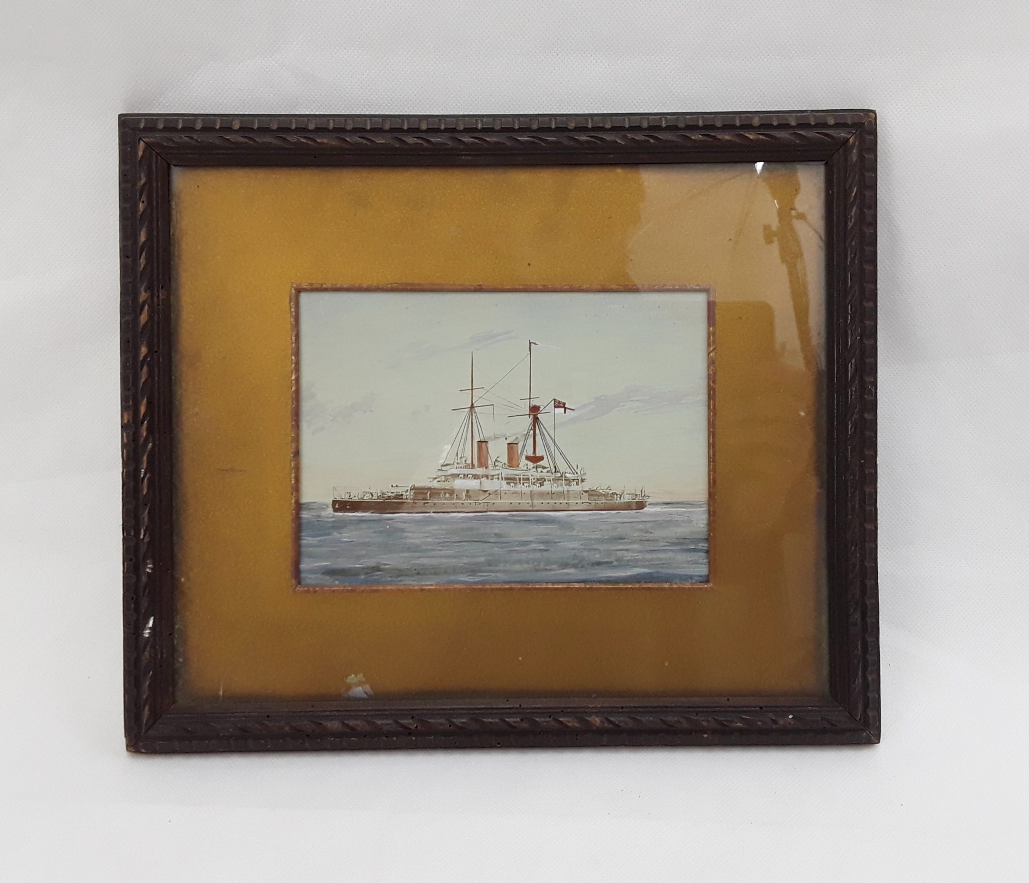 1899 Gouache Painting Of The Battleship HMS Anson Homeward Bound ...