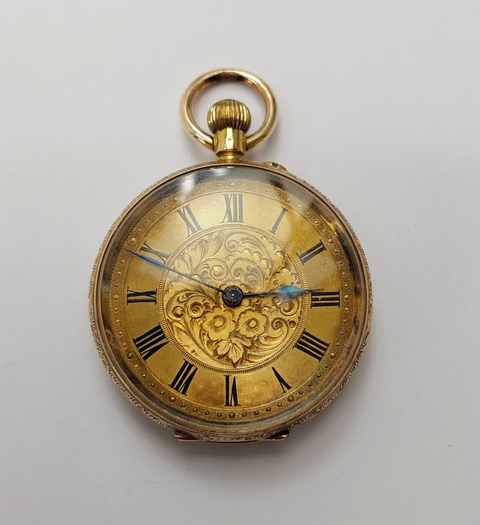 Late 19th Century French 18ct Gold Open Faced Pocket Watch - Sally Antiques