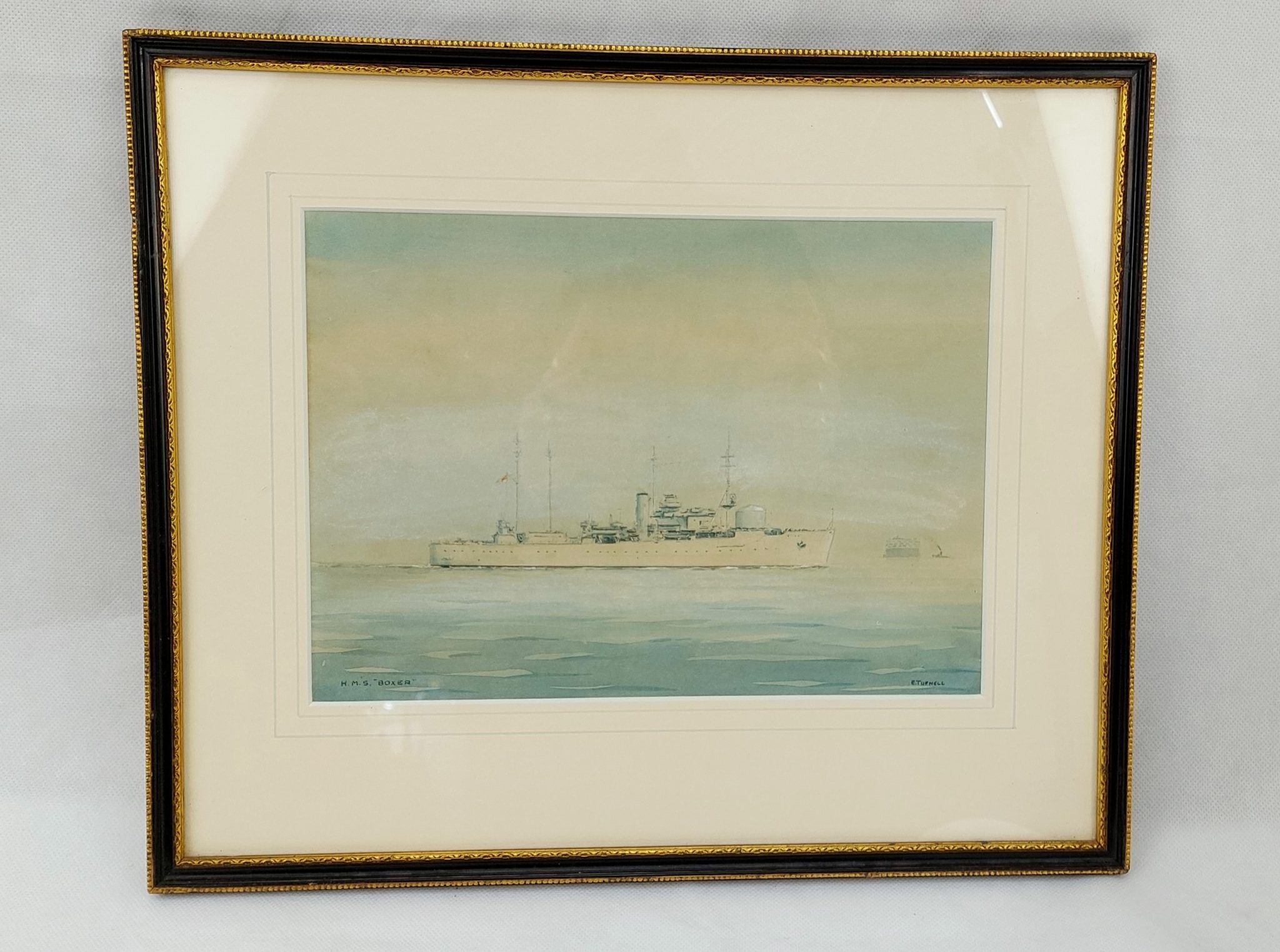 HMS Boxer LST Landing Ship Tank 1943 1958 Watercolour By Eric Tufnell ...