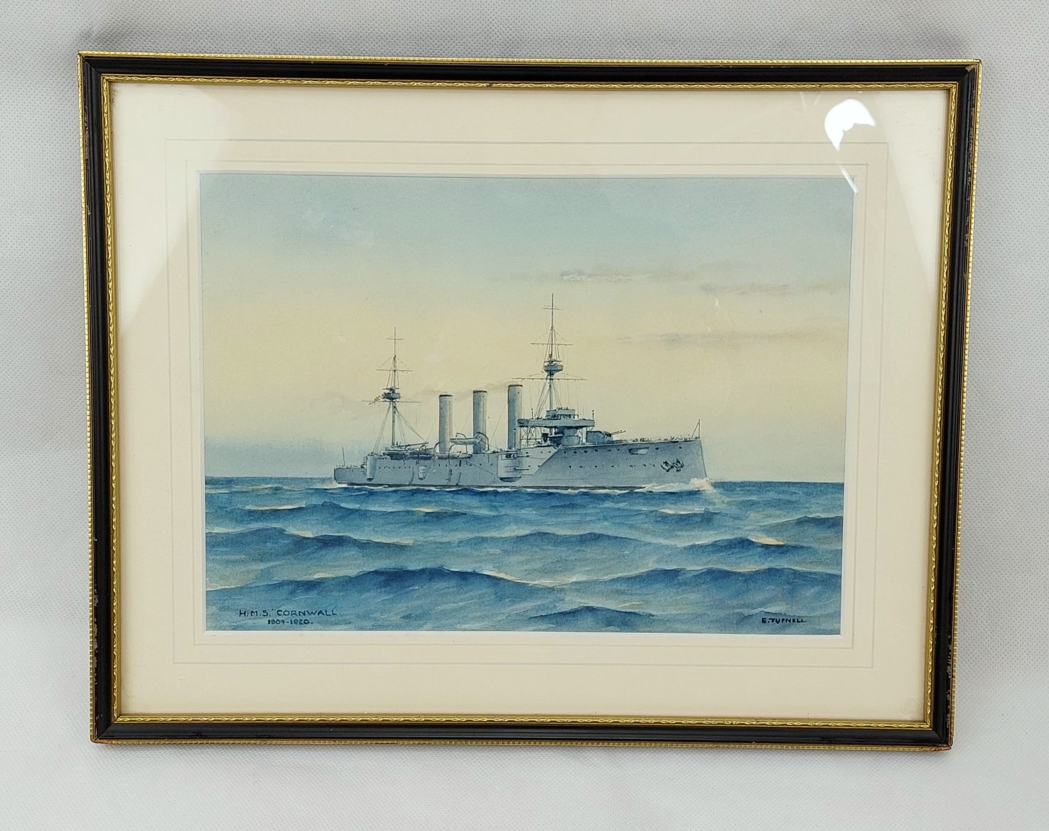 HMS Cornwall Monmouth Class Armoured Cruiser 1902 1920 Watercolour By ...