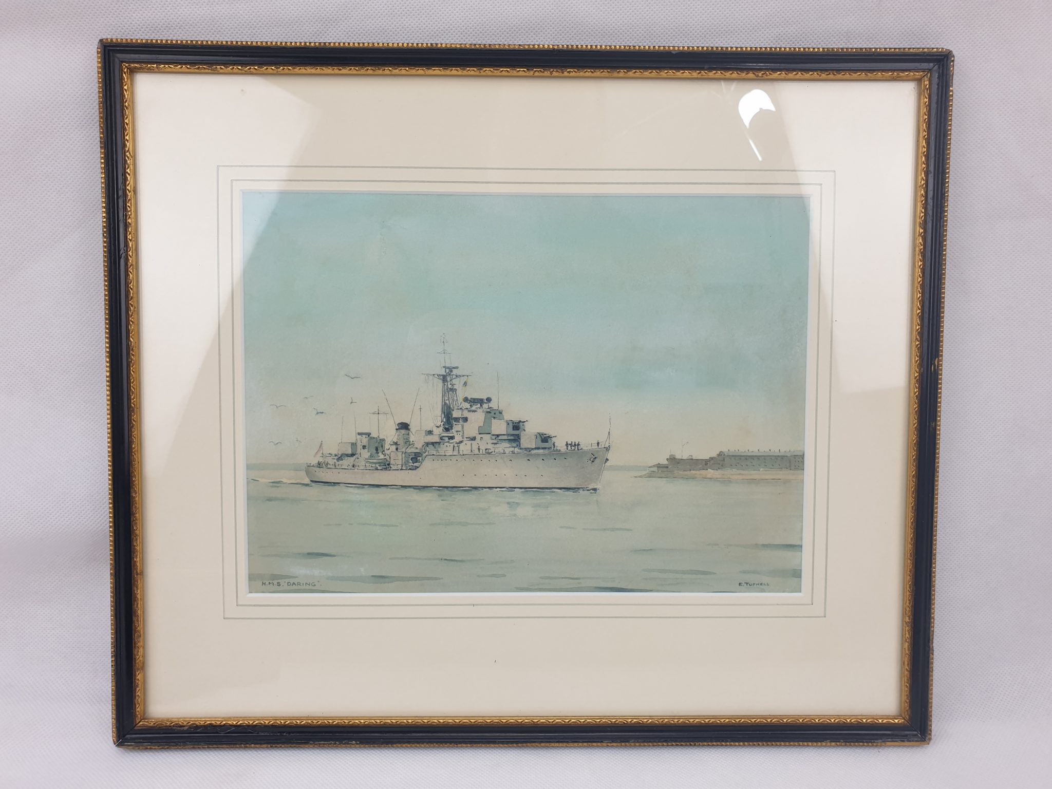 HMS Daring Daring Class Destroyer 1952 1956 Watercolour By Eric Tufnell ...