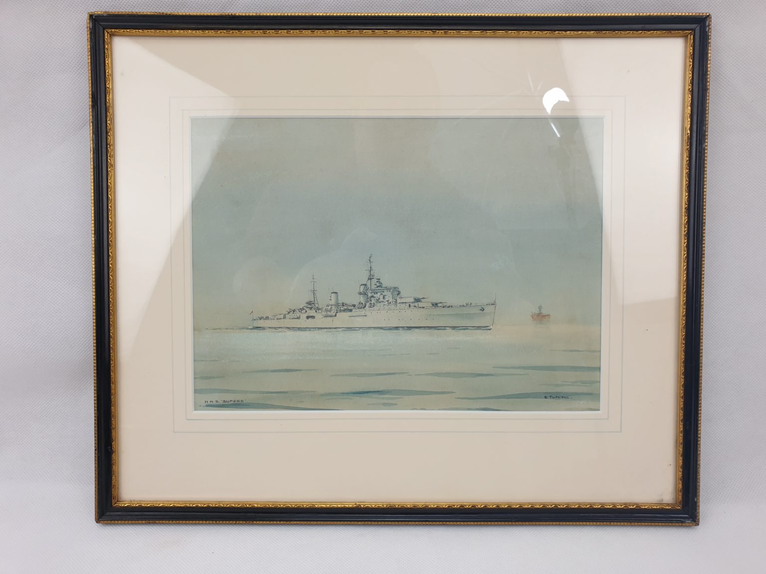 HMS Superb Minotaur Class Light Cruiser 1945 1957 Watercolour By Eric ...