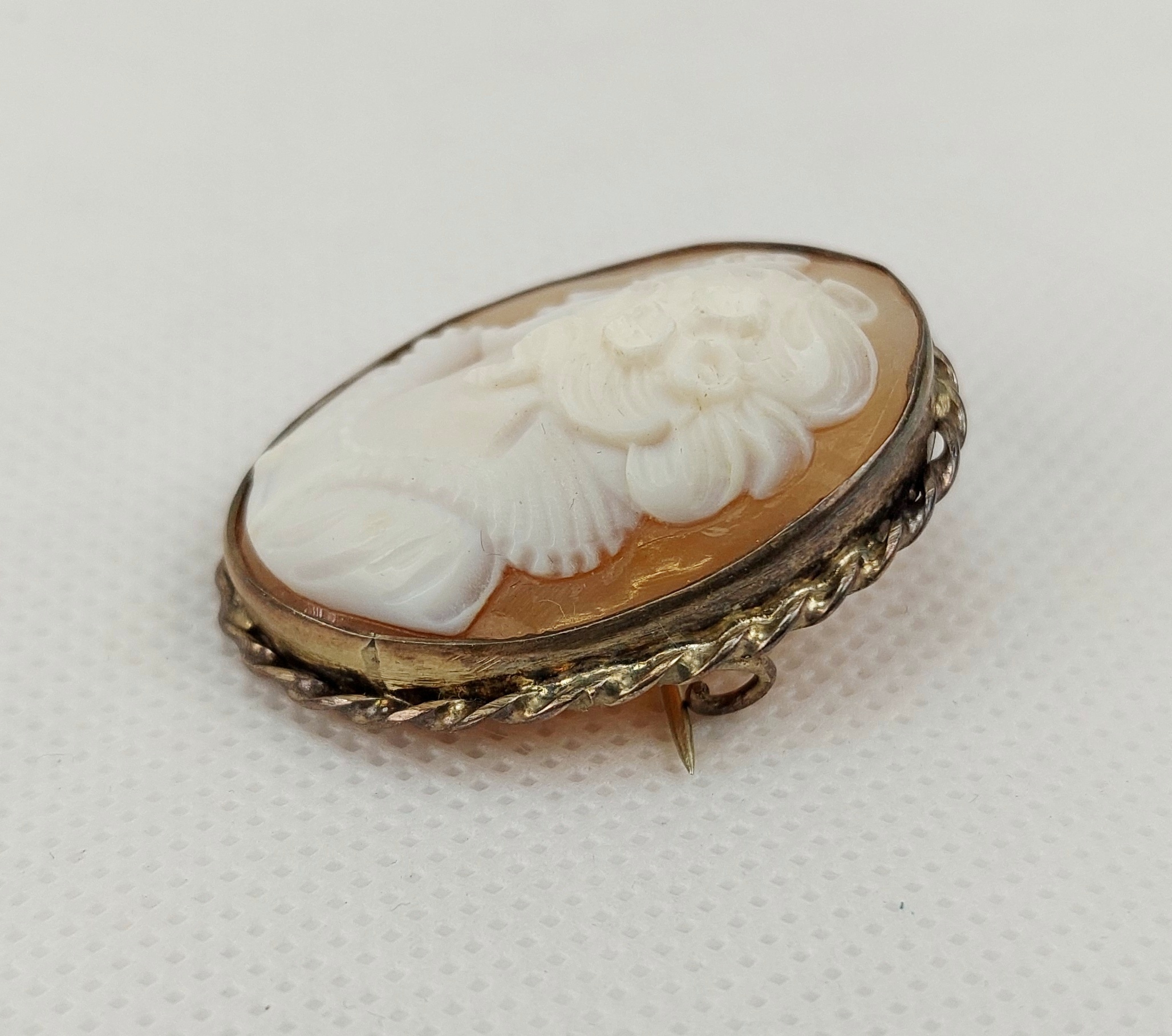 Sterling Silver Mounted Cameo Brooch - Sally Antiques