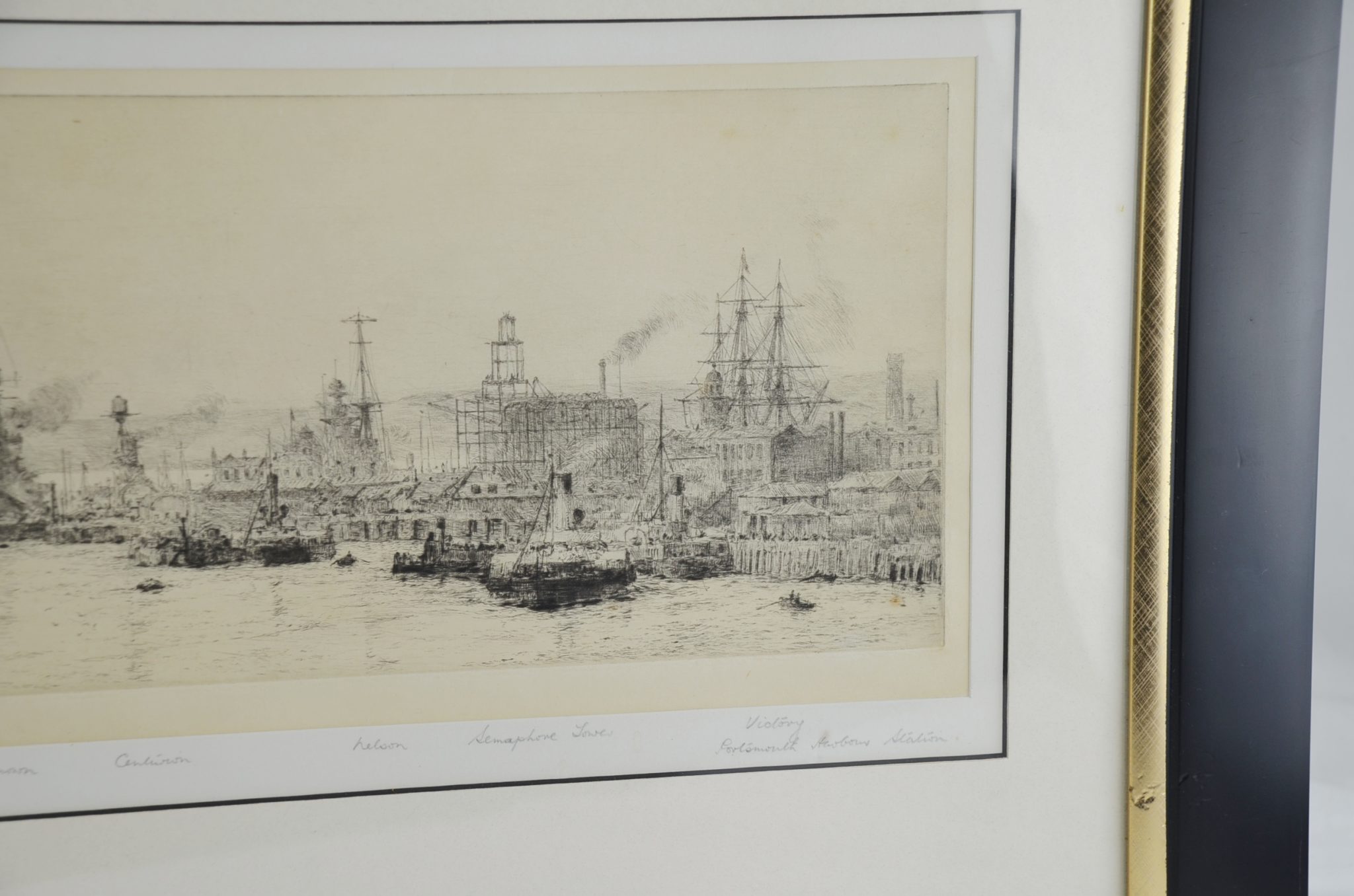 William L. Wylie Portsmouth Harbour Etching - Sally Antiques