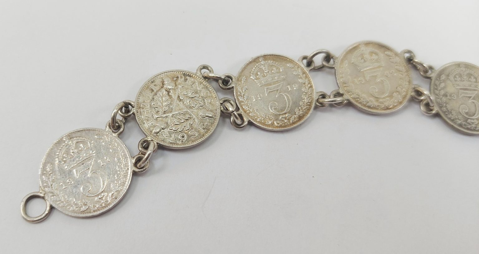 Silver Old Three Pence Coin Bracelet* - Sally Antiques