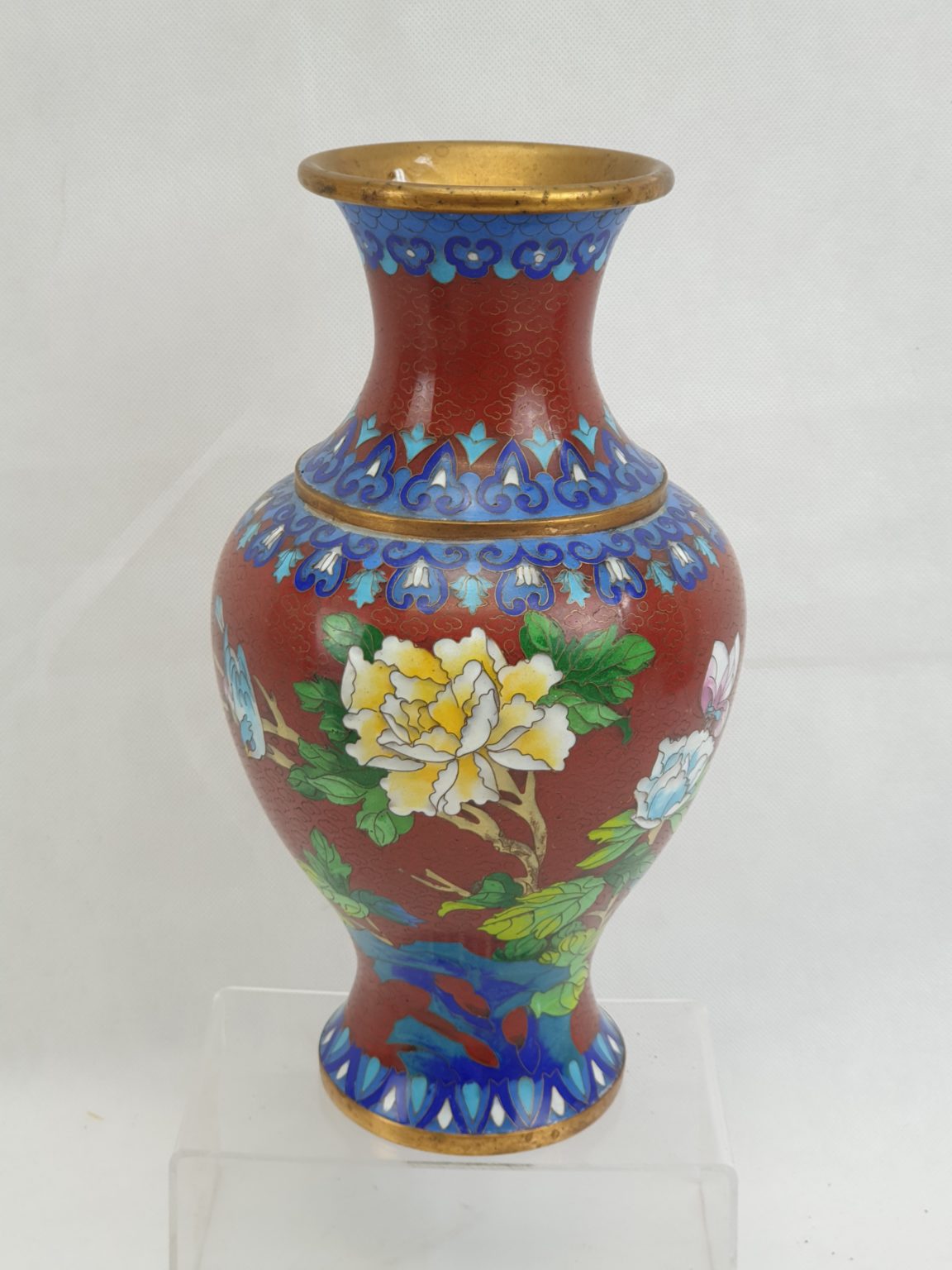 Chinese Cloisonne Vase With Bird And Flowers* - Sally Antiques