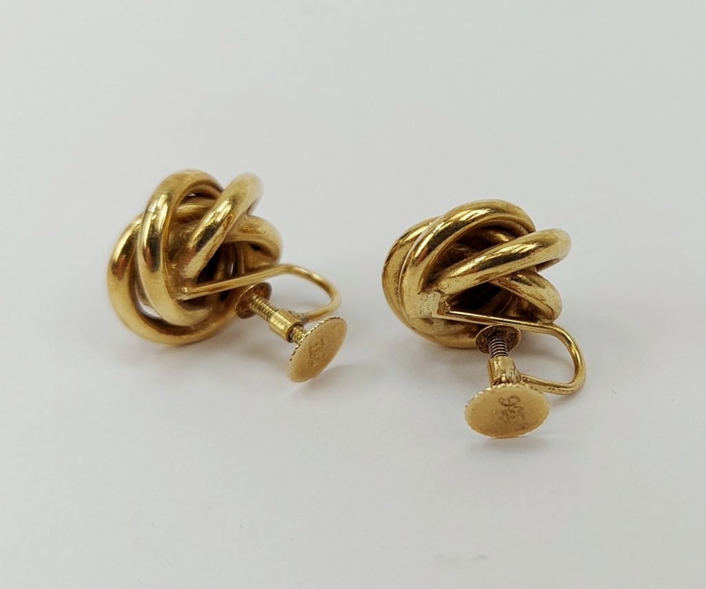 9ct Yellow Gold Screw-Back Knot Earrings - Sally Antiques