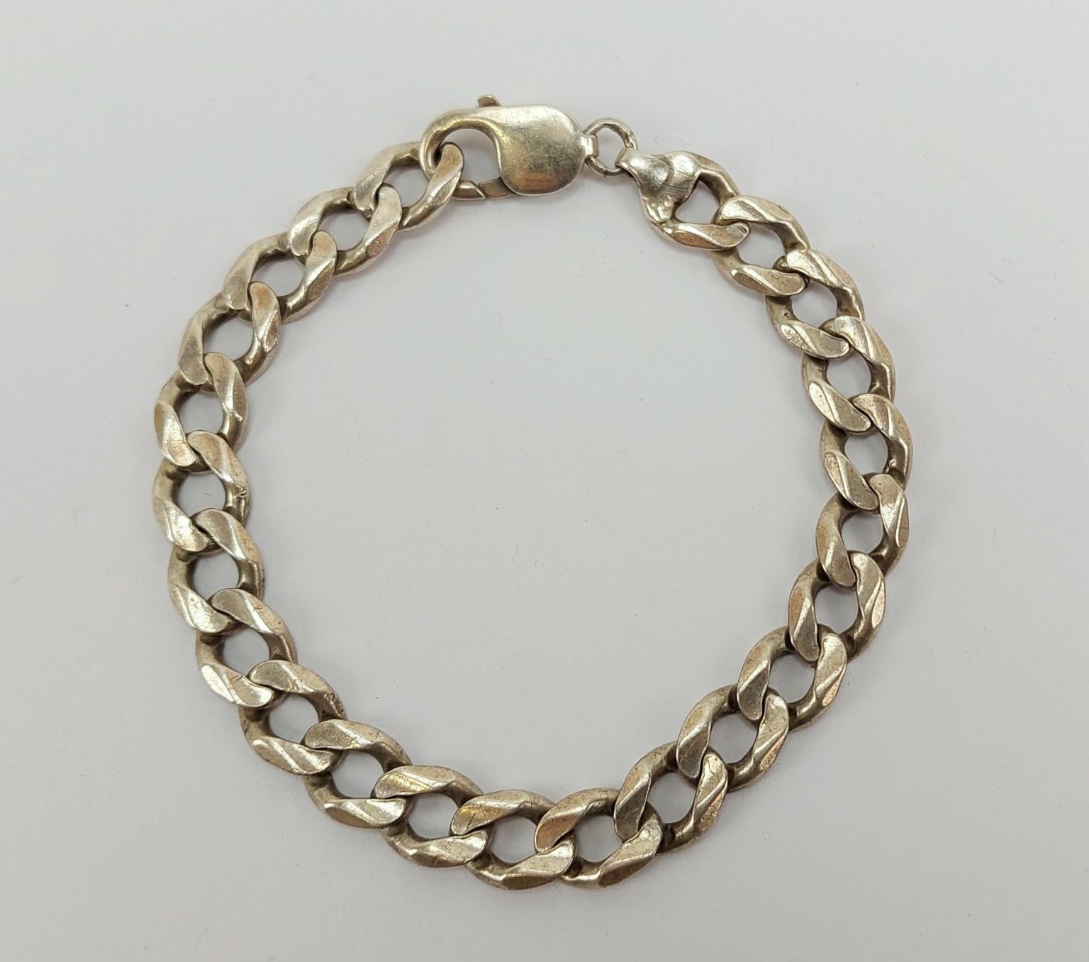 Heavy Sterling Silver Curb Chain Bracelet - 24g - Sally Antiques