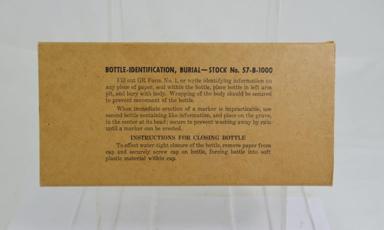 Original U.S. WWII QM Graves Registration Burial Identification Bottle ...