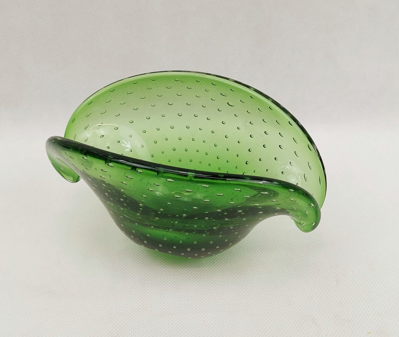 1960s Murano Green Bubble Bowl - Sally Antiques