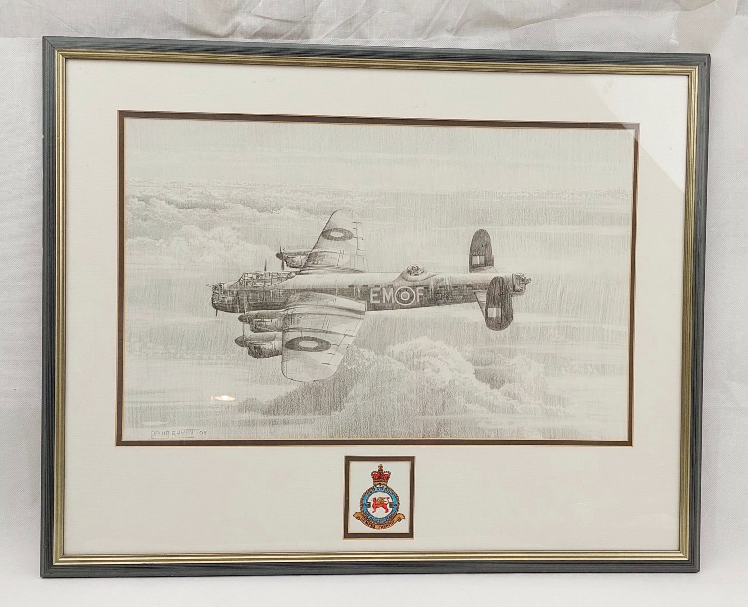 Avro Lancaster Pencil Drawing By David Bryan - Sally Antiques