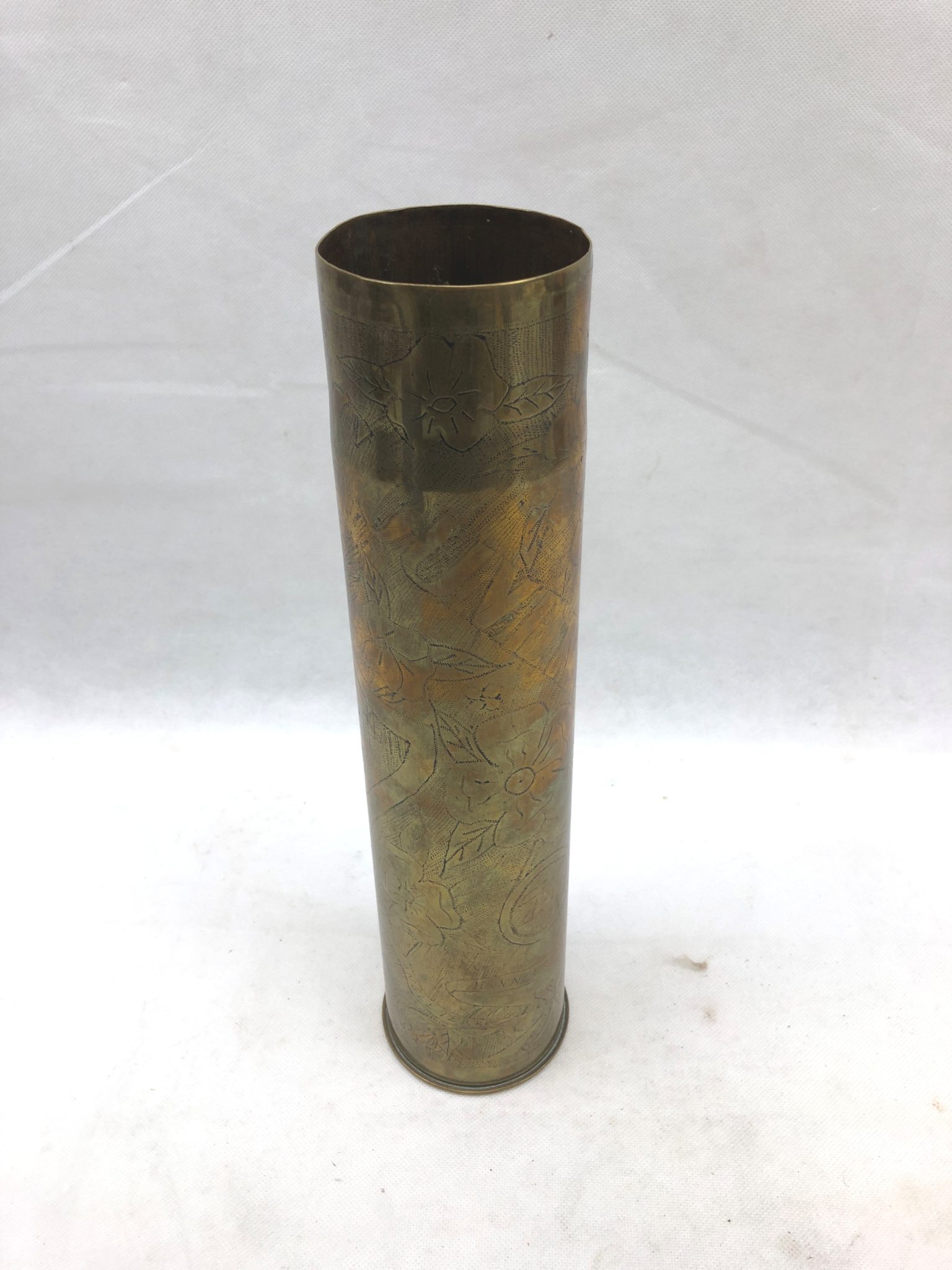 1908 WW1 French 75mm Trench Art Shell Case - Sally Antiques