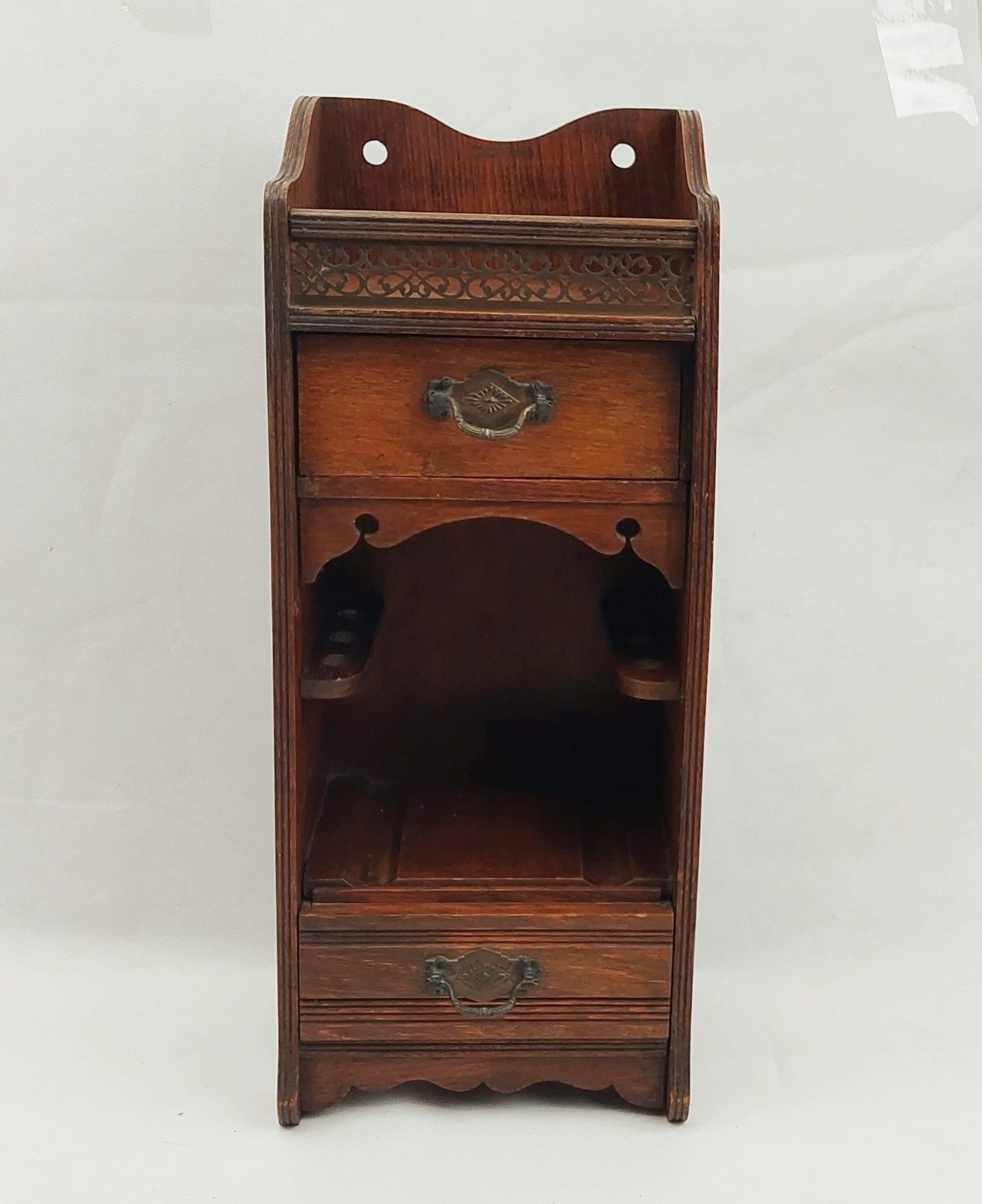 Edwardian Oak Wall Hanging Smokers Cabinet - Sally Antiques