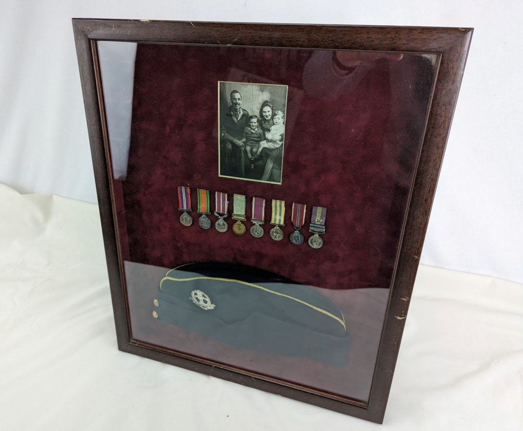 Framed Middlesex Reg Side Cap and Medal Miniatures - Sally Antiques