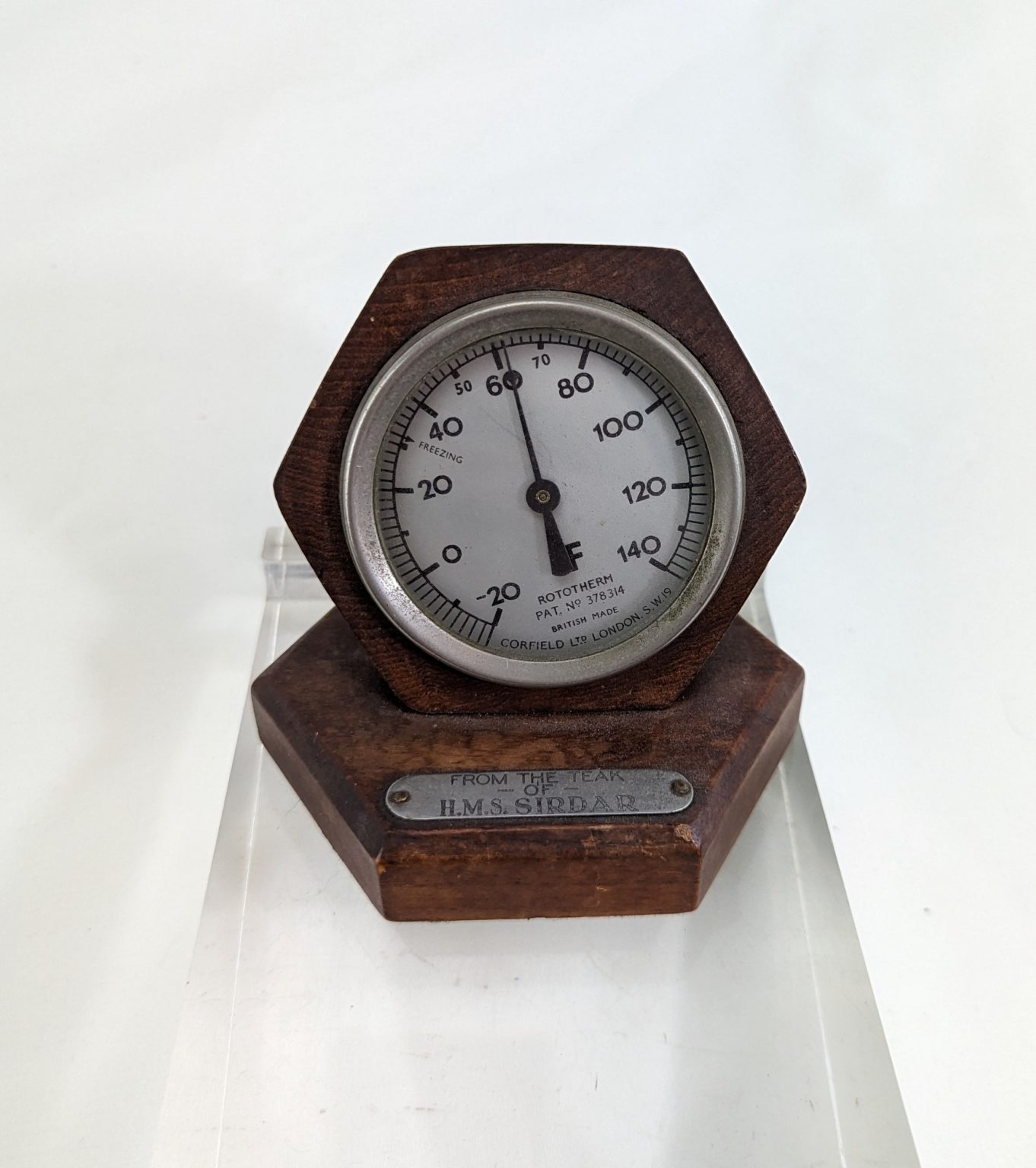 WW2 HMS Sirdar Desk Thermometer - Sally Antiques