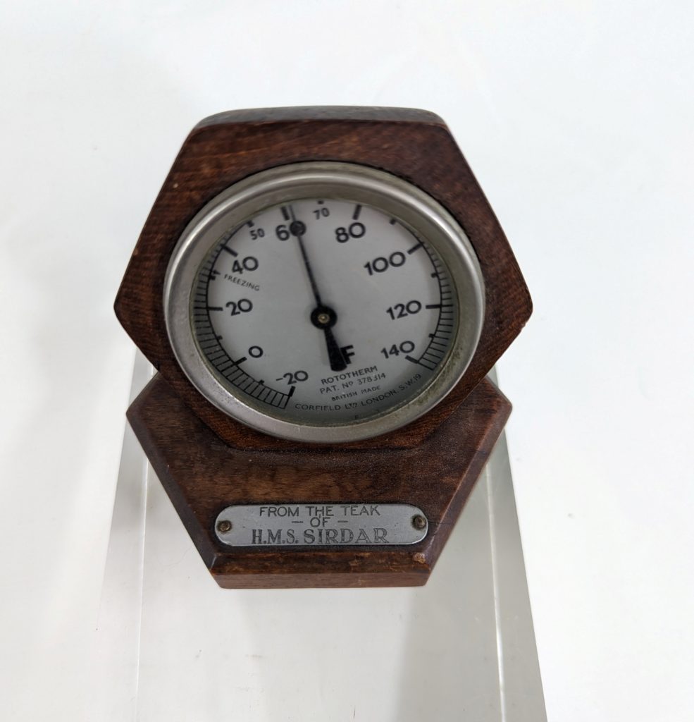 WW2 HMS Sirdar Desk Thermometer - Sally Antiques