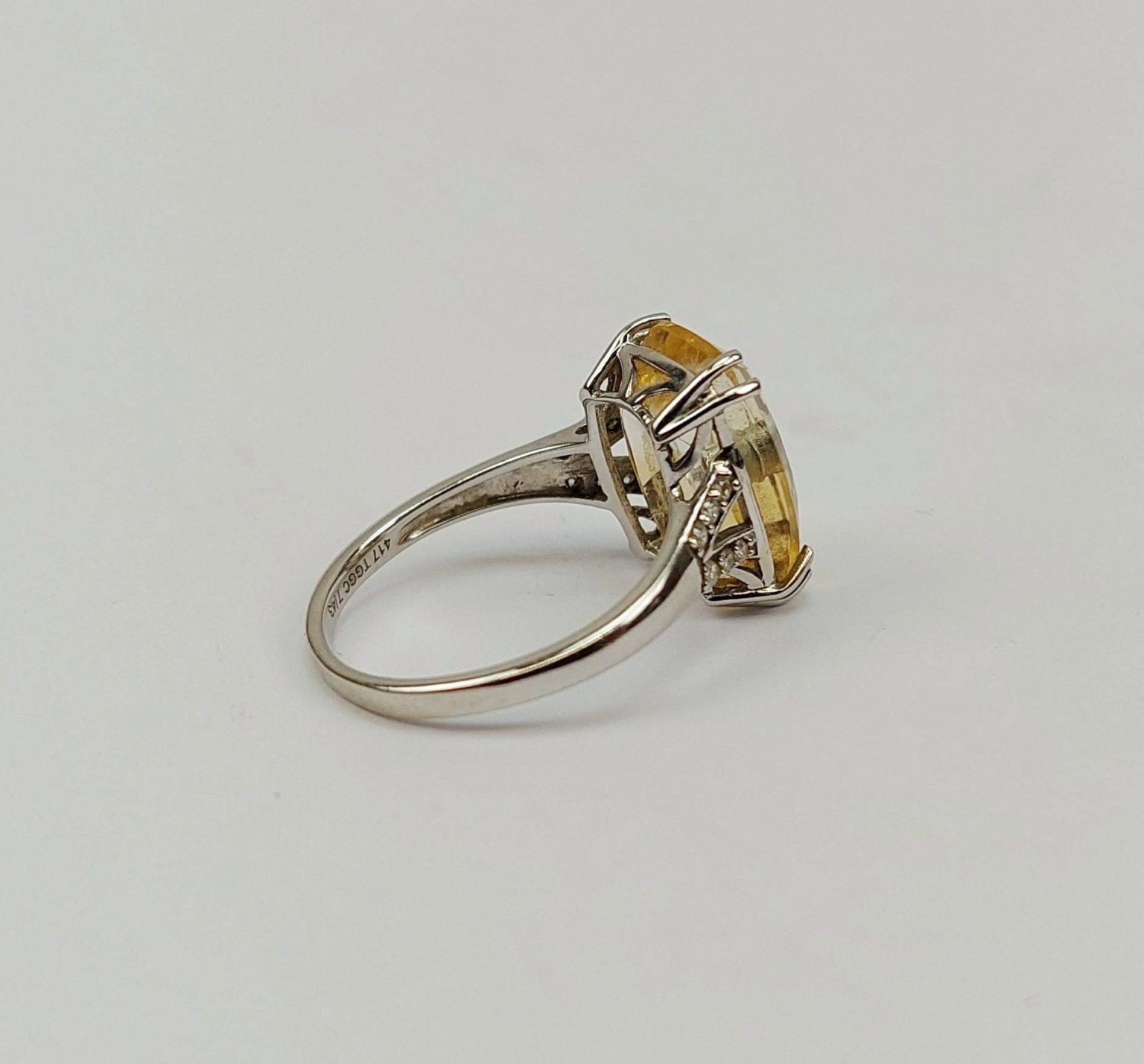 9ct White Gold Dual Colour Citrine & Diamond Glenn Lehrer Ring Size N ...