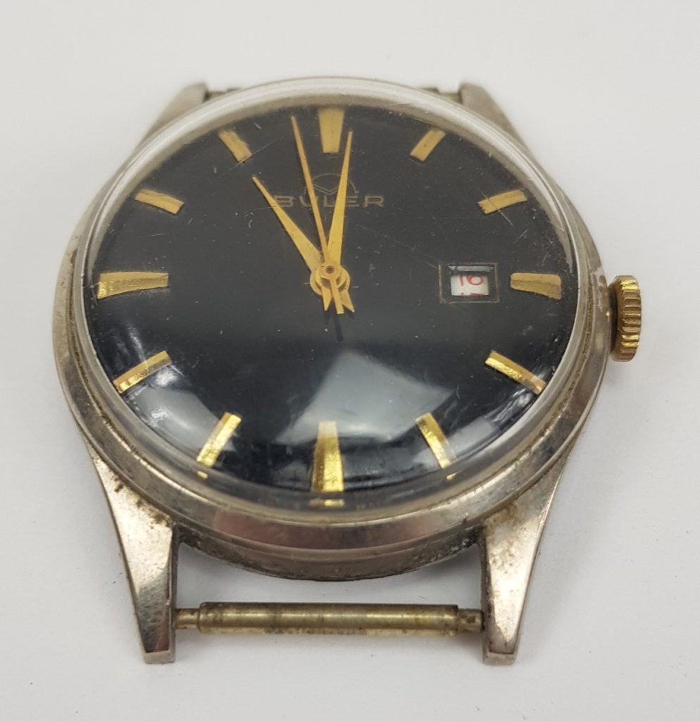 1960s Buler Gents Stainless Steel Manual Wind Watch - Sally Antiques