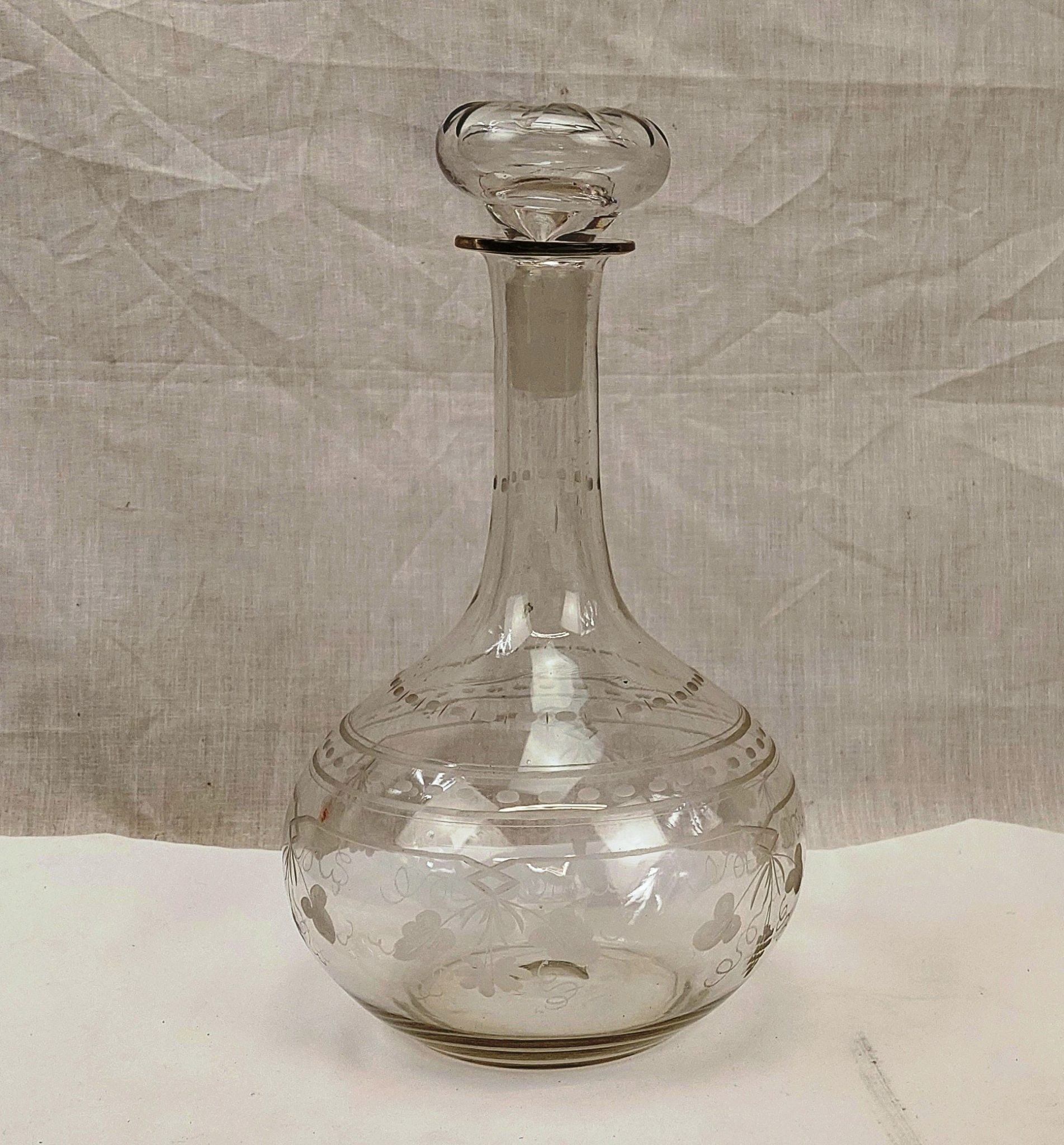 Circa 1810 Georgian Etched Glass Decanter - Sally Antiques