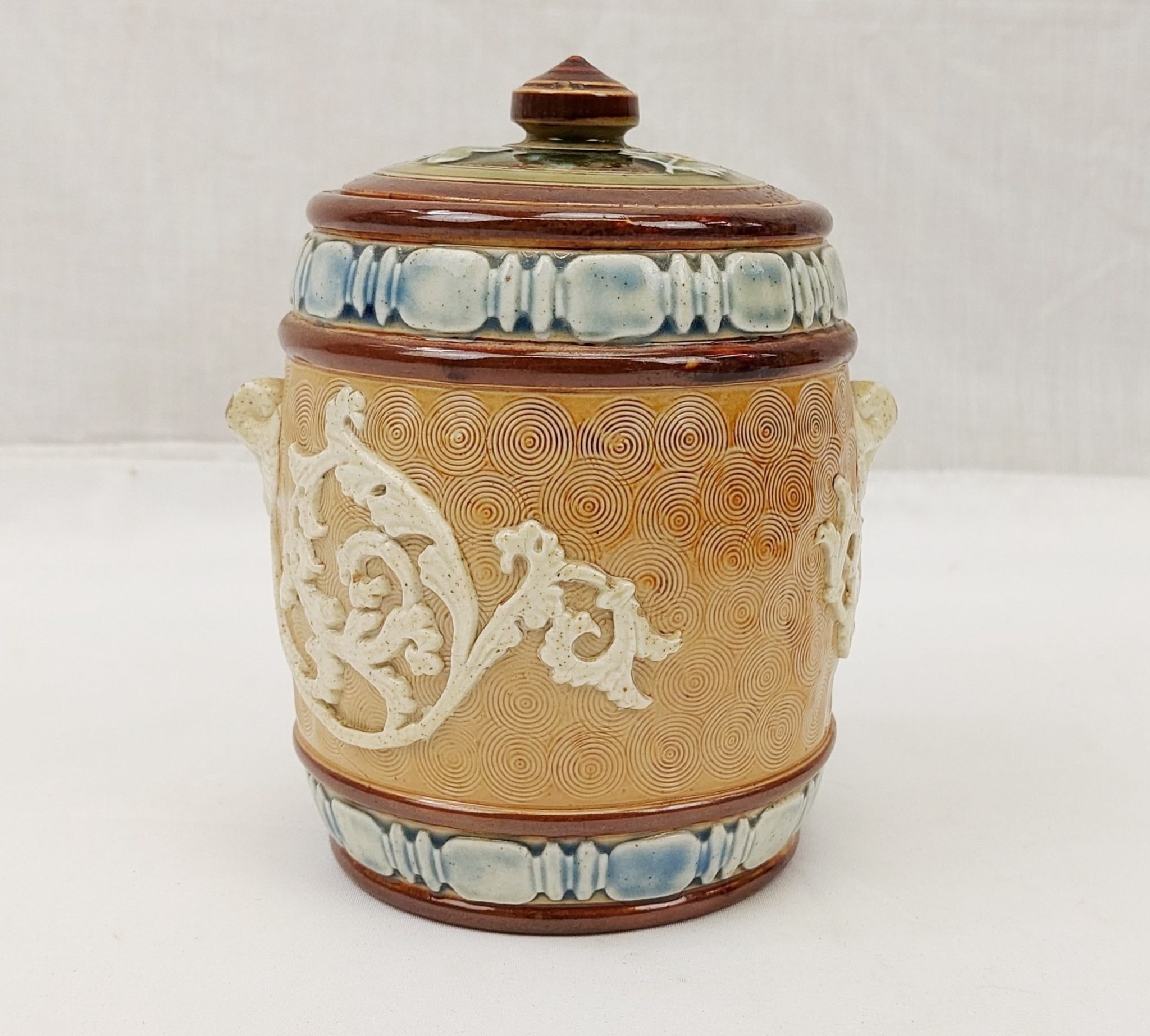 Late Victorian Doulton Lambeth Tobacco Jar - Sally Antiques