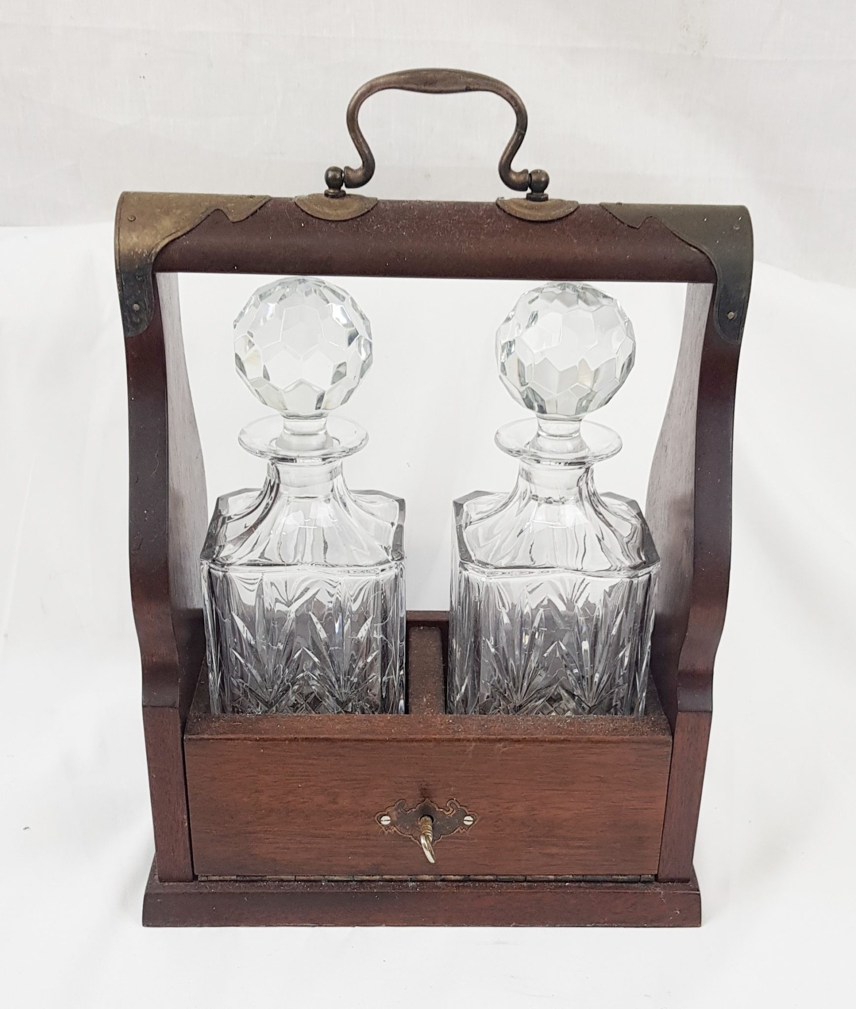 Victorian 2 Decanter Tantalus With Key - Sally Antiques