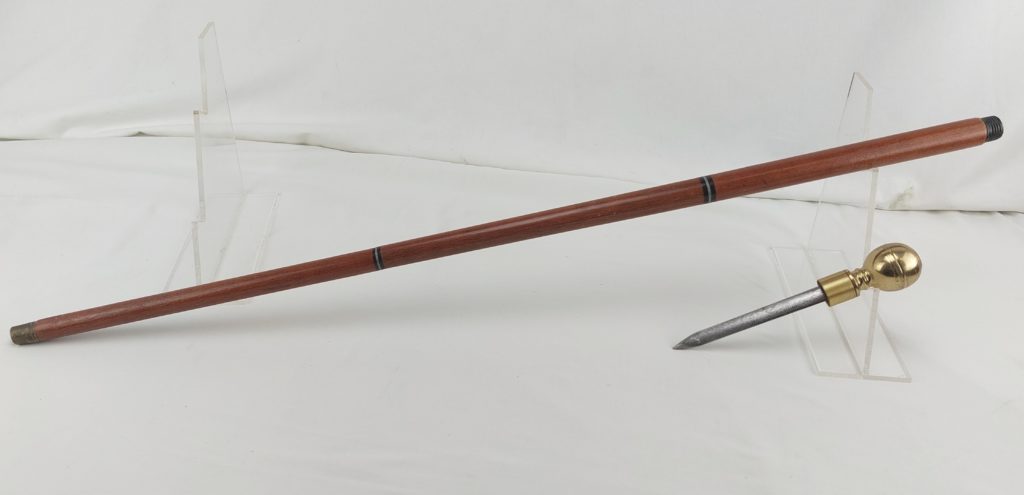 Brass Topped Collapsible Walking Stick With Engraved Hidden Blade By J