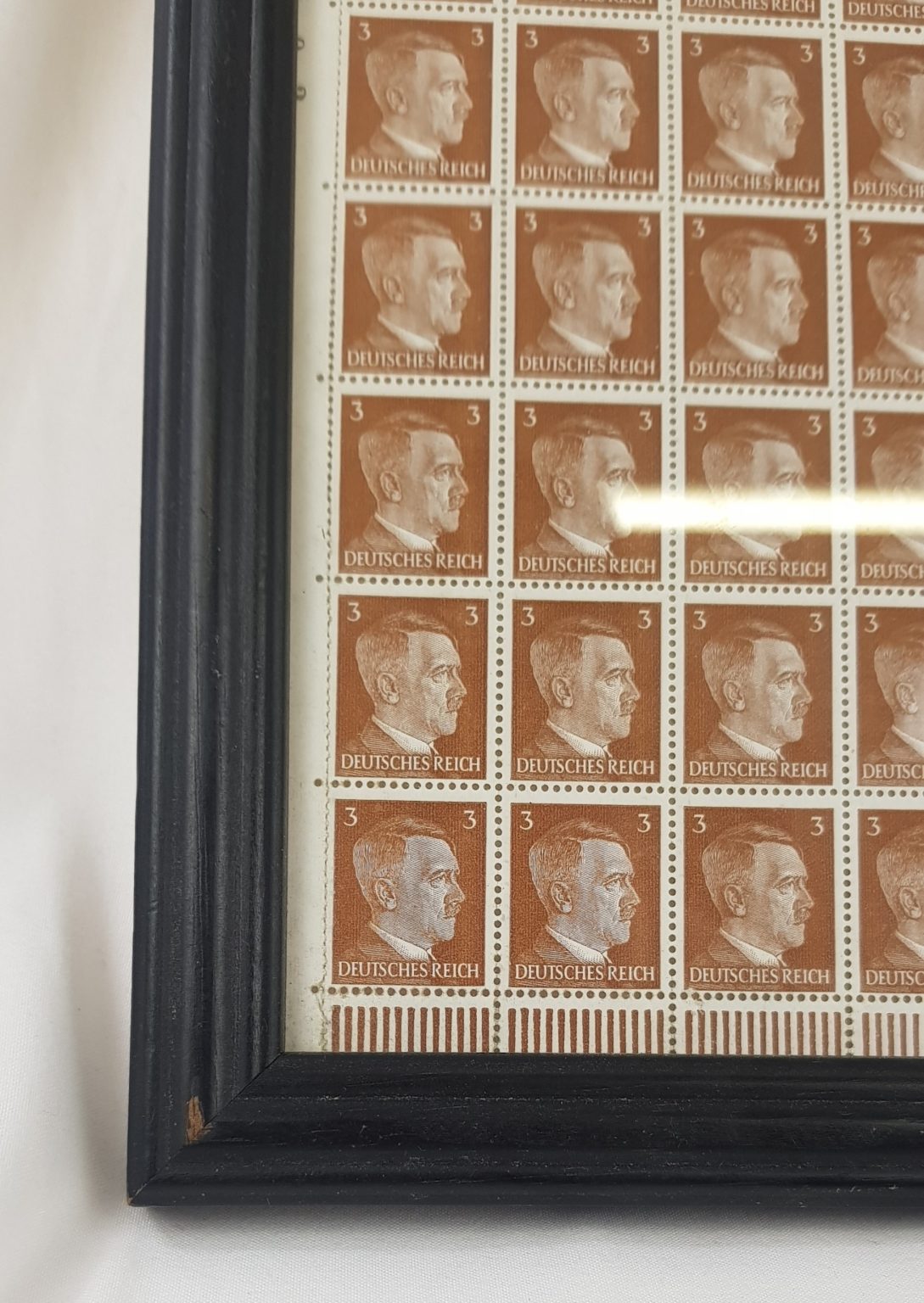 Framed Sheet Of Adolf Hitler Stamps - Sally Antiques