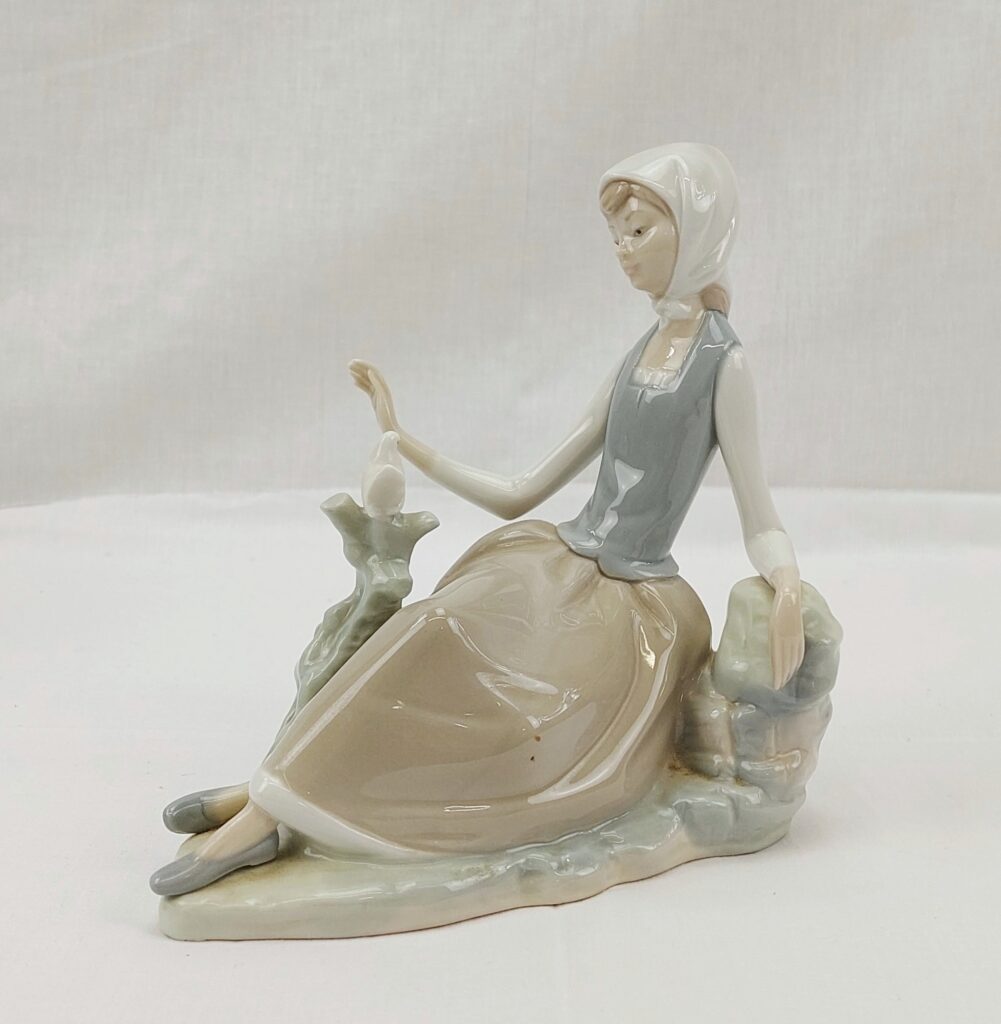 Boxed Lladro Figurine No. 660 – Woman Sitting Watching a Bird - Sally ...