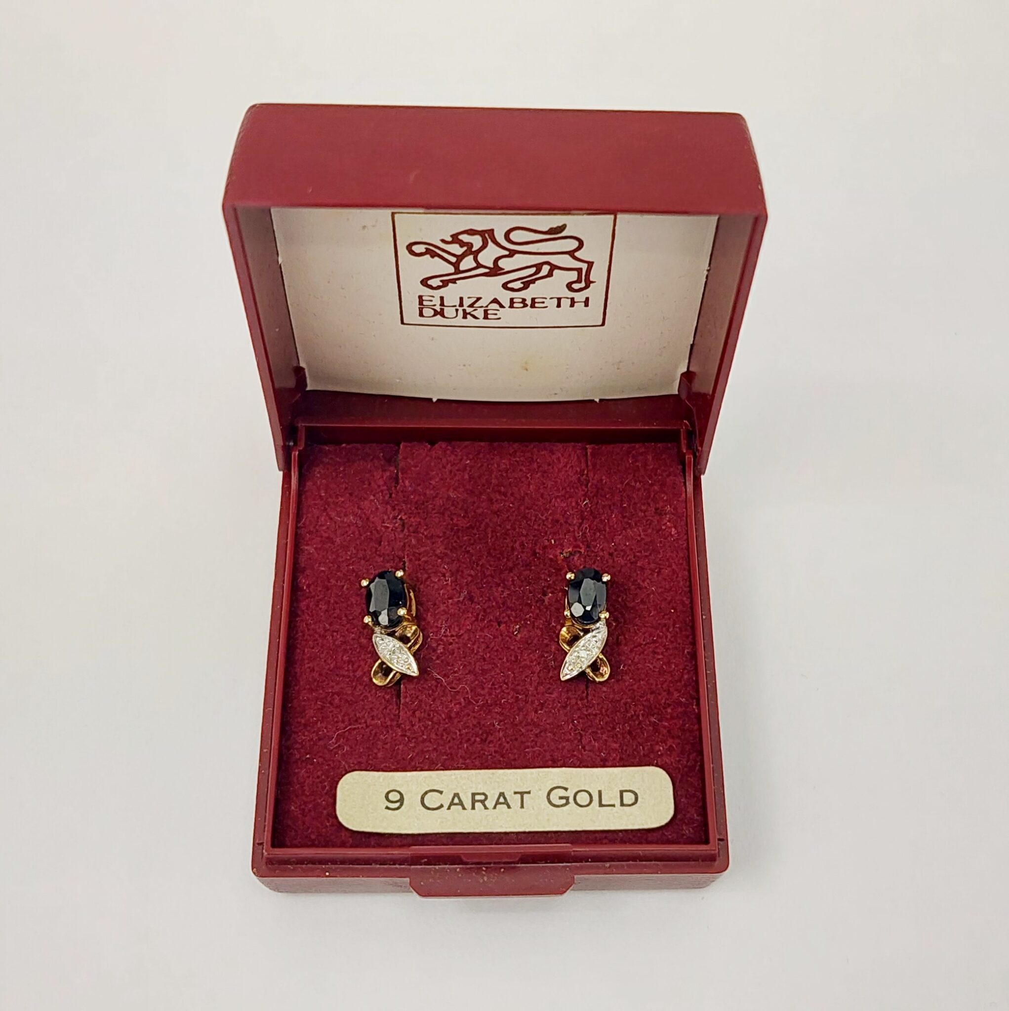 9ct Gold Sapphire & Diamond Earrings - Sally Antiques