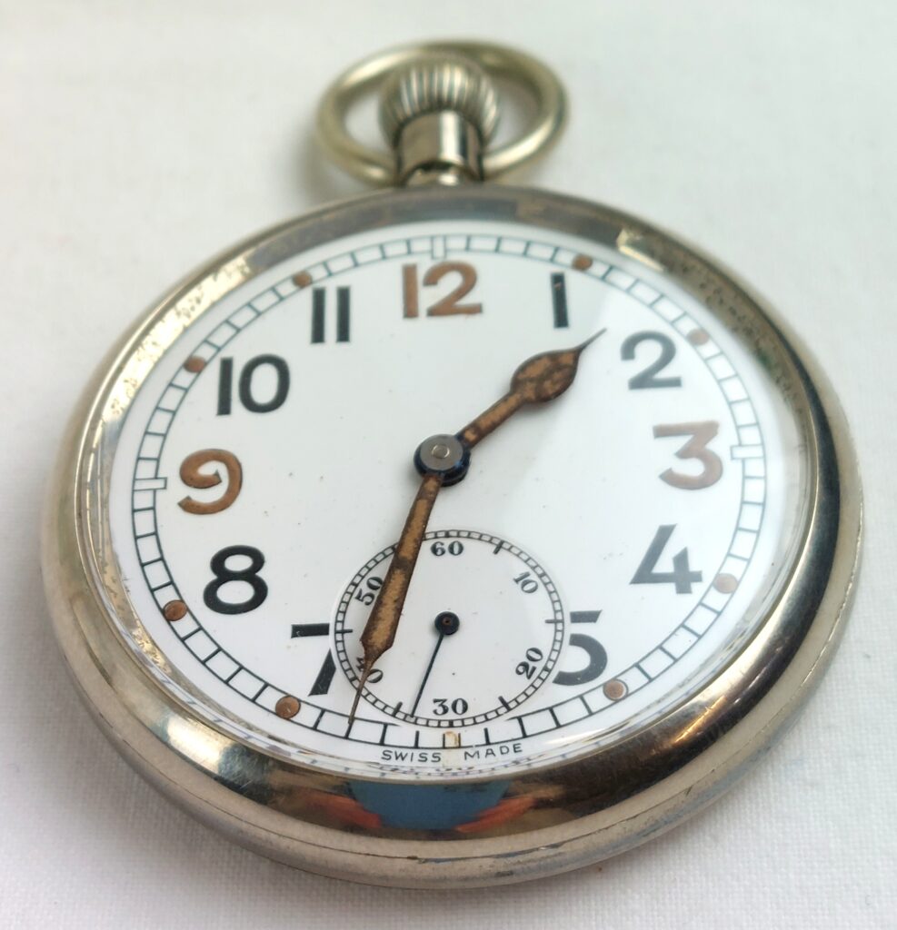 Ww2 British Military Gstp Pocket Watch Swiss Made Unsigned Sally