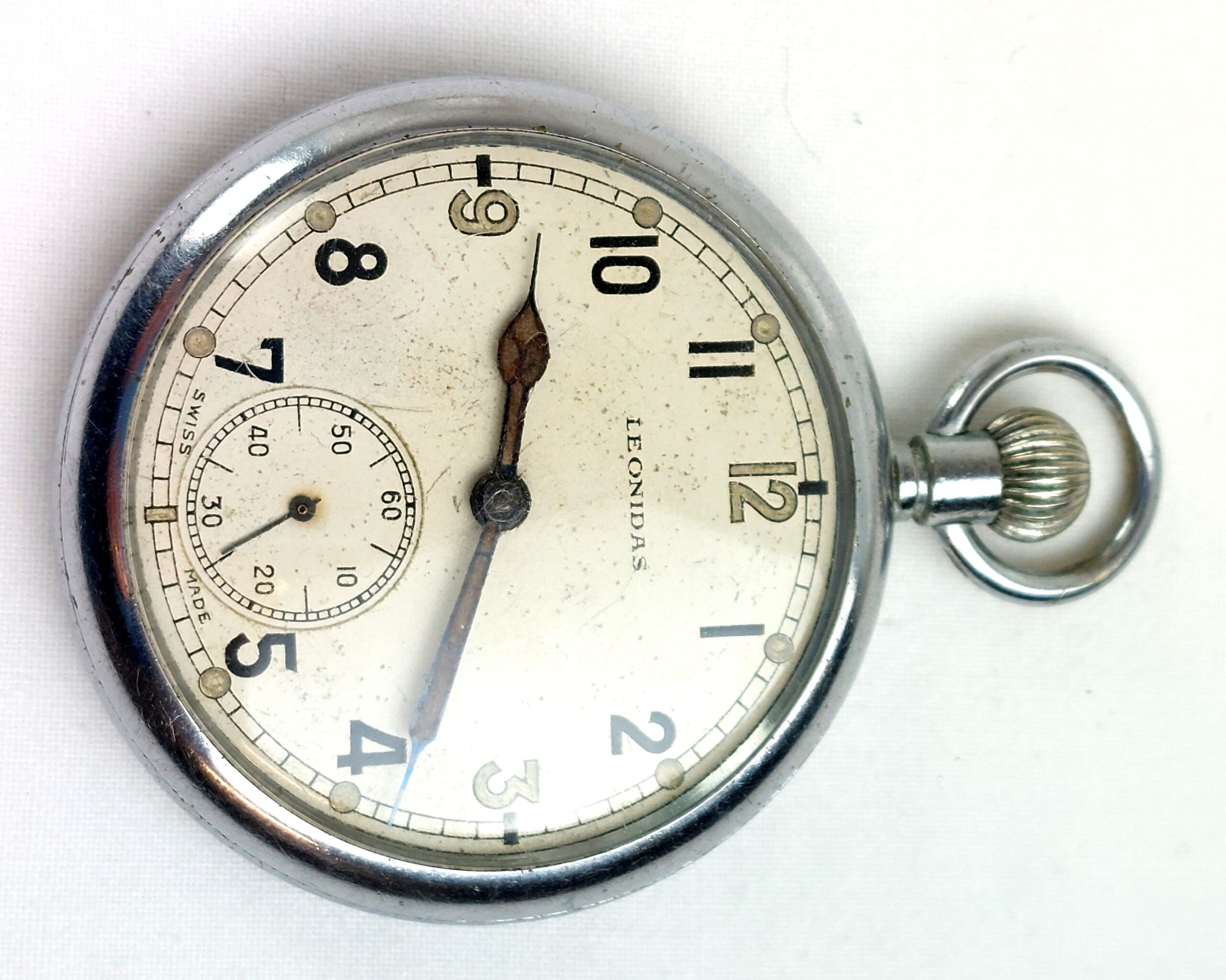 WW2, British, Military GSTP Pocket Watch, Swiss Made by Leonidas