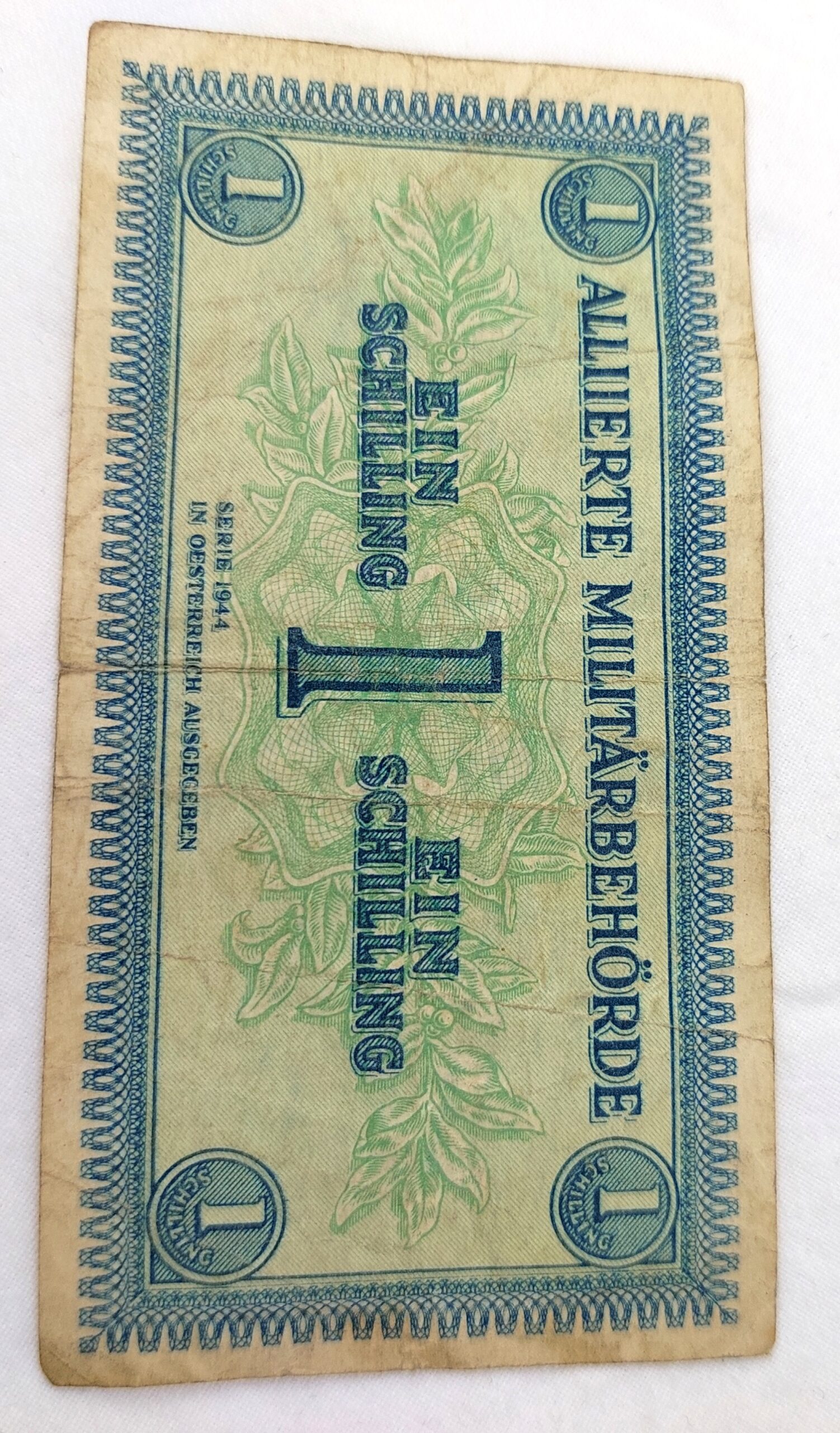 Austrian, 1944, Allied Military Currency (AMC), Ein (1) Schilling,(Alliierte Militärbehörde, In Oesterreich Ausgegeben)1