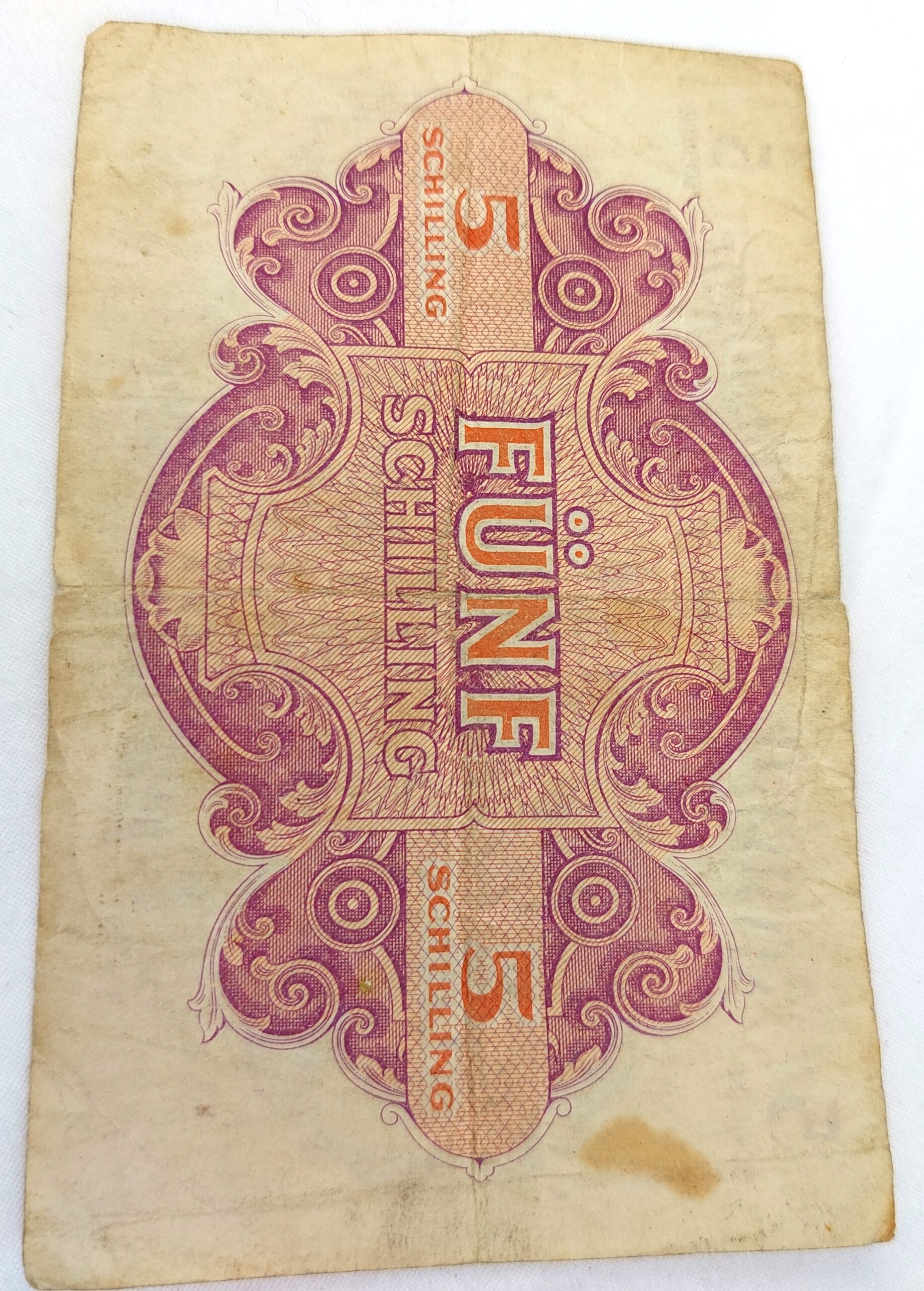 Austrian, 1944, Allied Military Currency (AMC), Funf (5) Schilling, (Alliierte Militärbehörde, In Oesterreich Ausgegeben)2