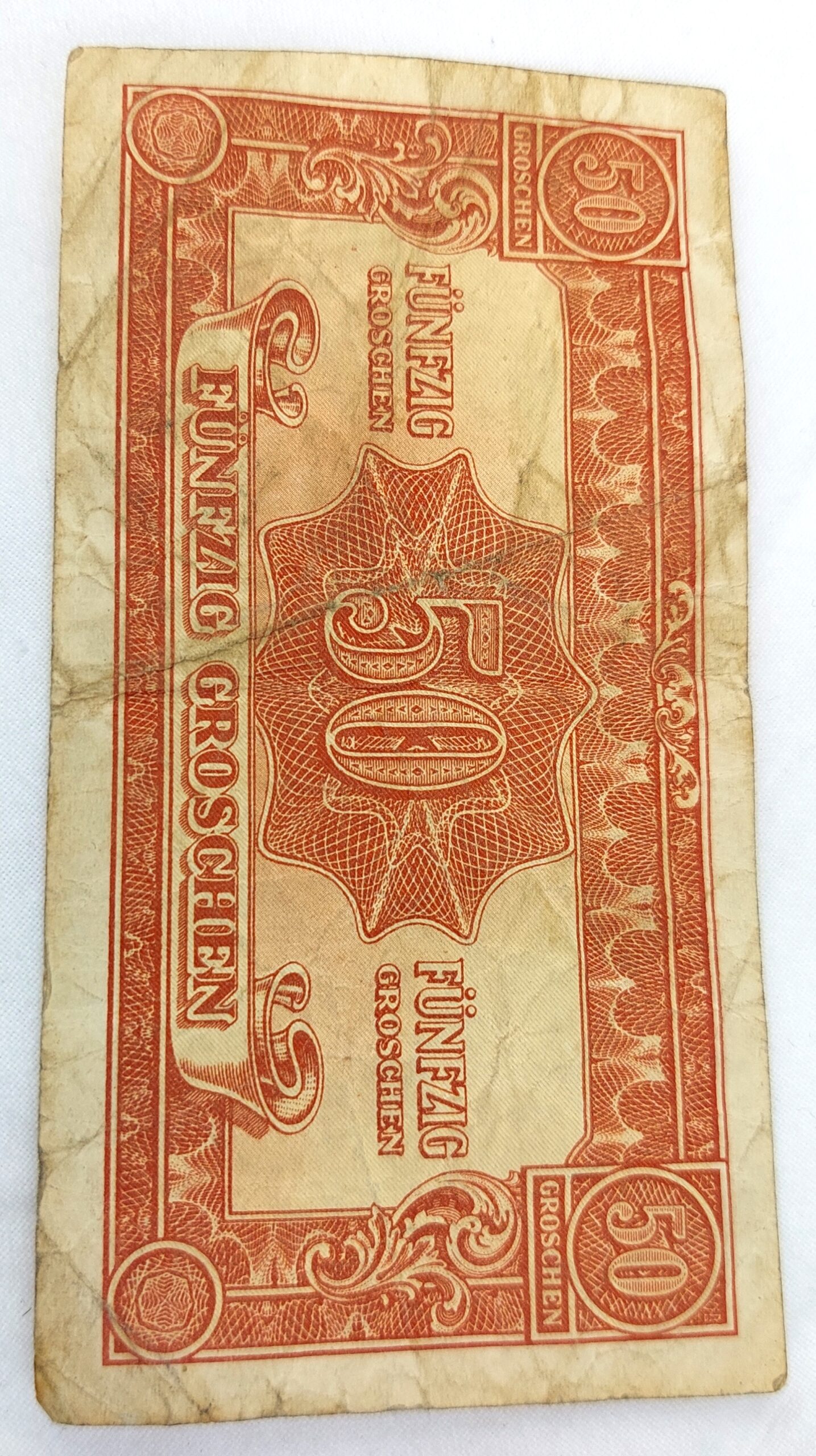 Austrian, 1944, Allied Military Currency (AMC), Funfzig (50) Groschen, (Alliierte Militärbehörde, In Oesterreich Ausgegeben)2.