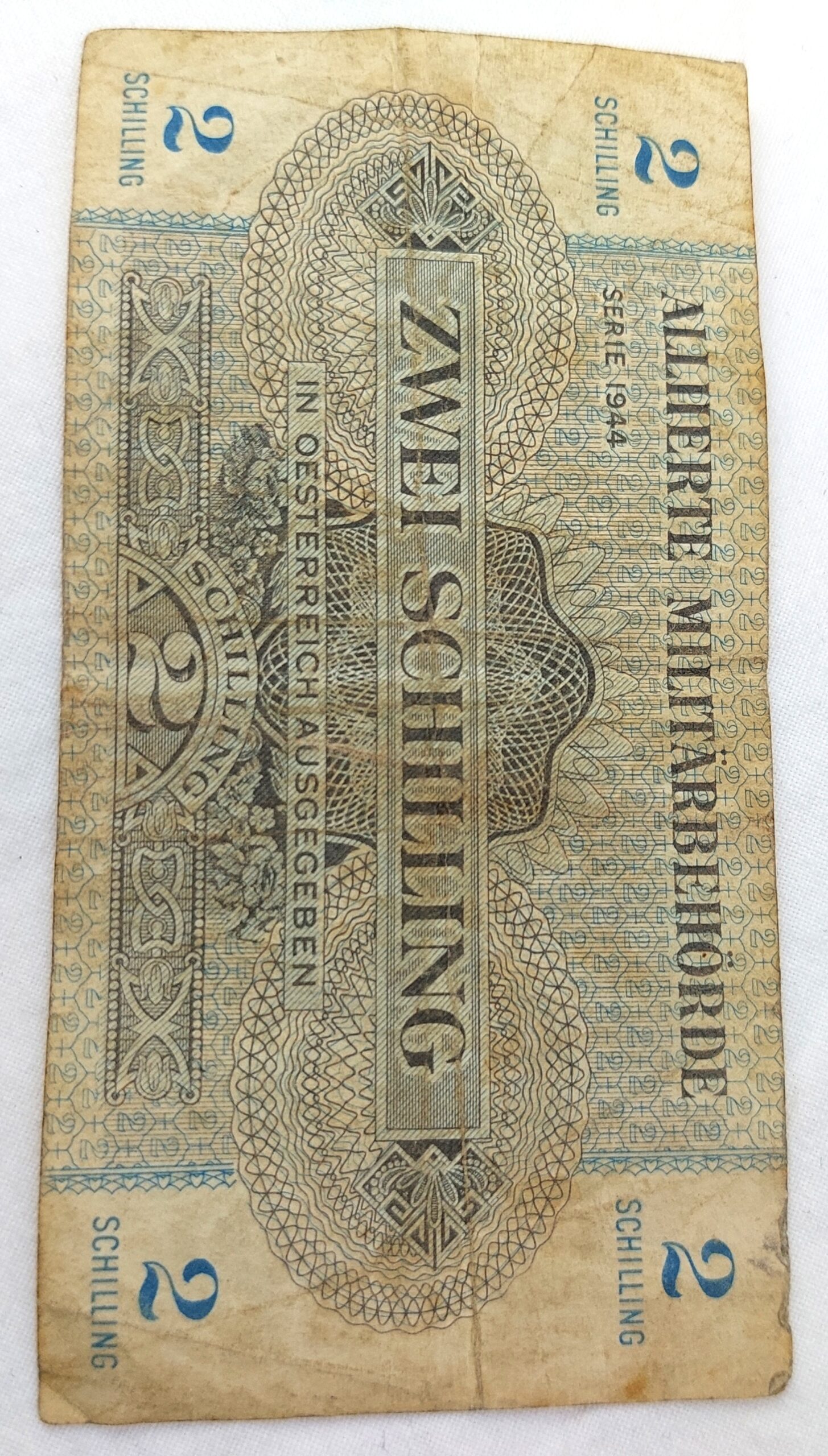 Austrian, 1944, Allied Military Currency (AMC), Zwei (2) Schilling, (Alliierte Militärbehörde, In Oesterreich Ausgegeben)1