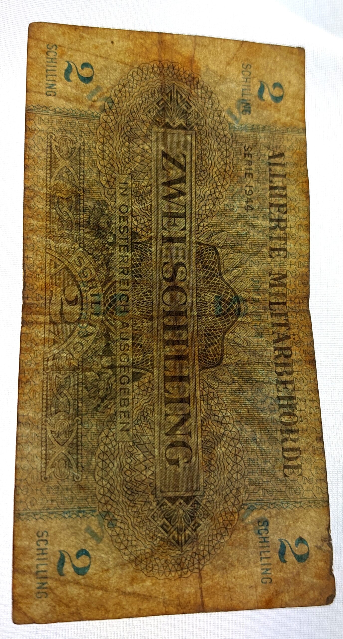 Austrian, 1944, Allied Military Currency (AMC), Zwei (2) Schilling, (Alliierte Militärbehörde, In Oesterreich Ausgegeben)3