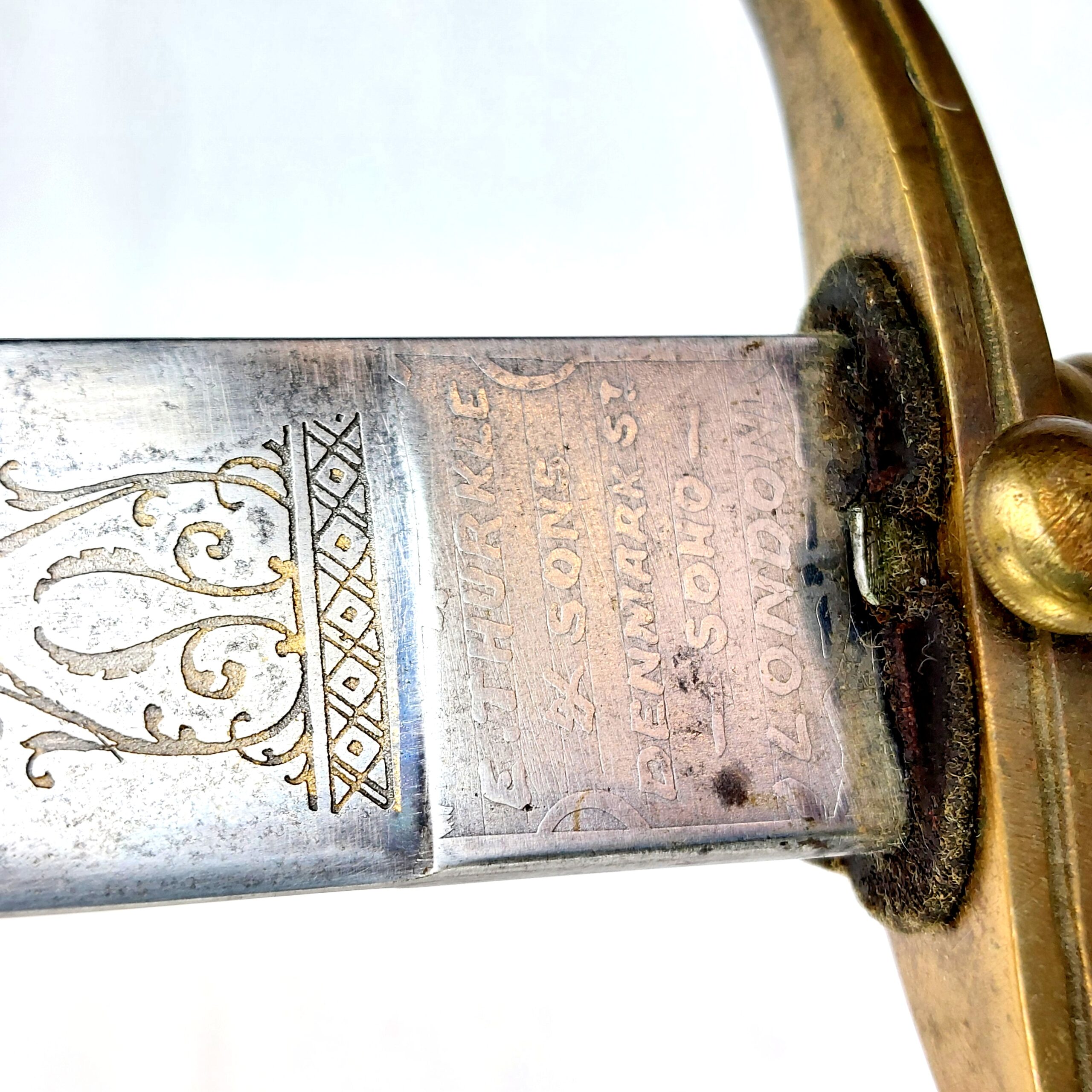 British, Circa 1889, Late Victorian, Naval Officers Dirk & Scabbard, by E. Thurkle & Sons, London (11)