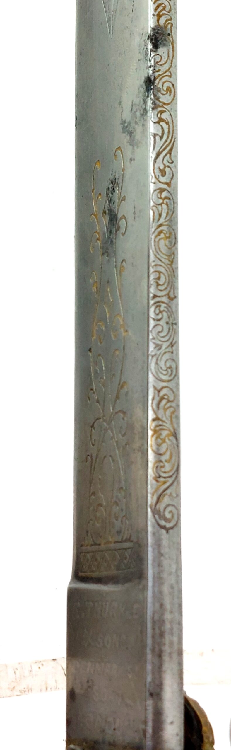 British, Circa 1889, Late Victorian, Naval Officers Dirk & Scabbard, by E. Thurkle & Sons, London (28)