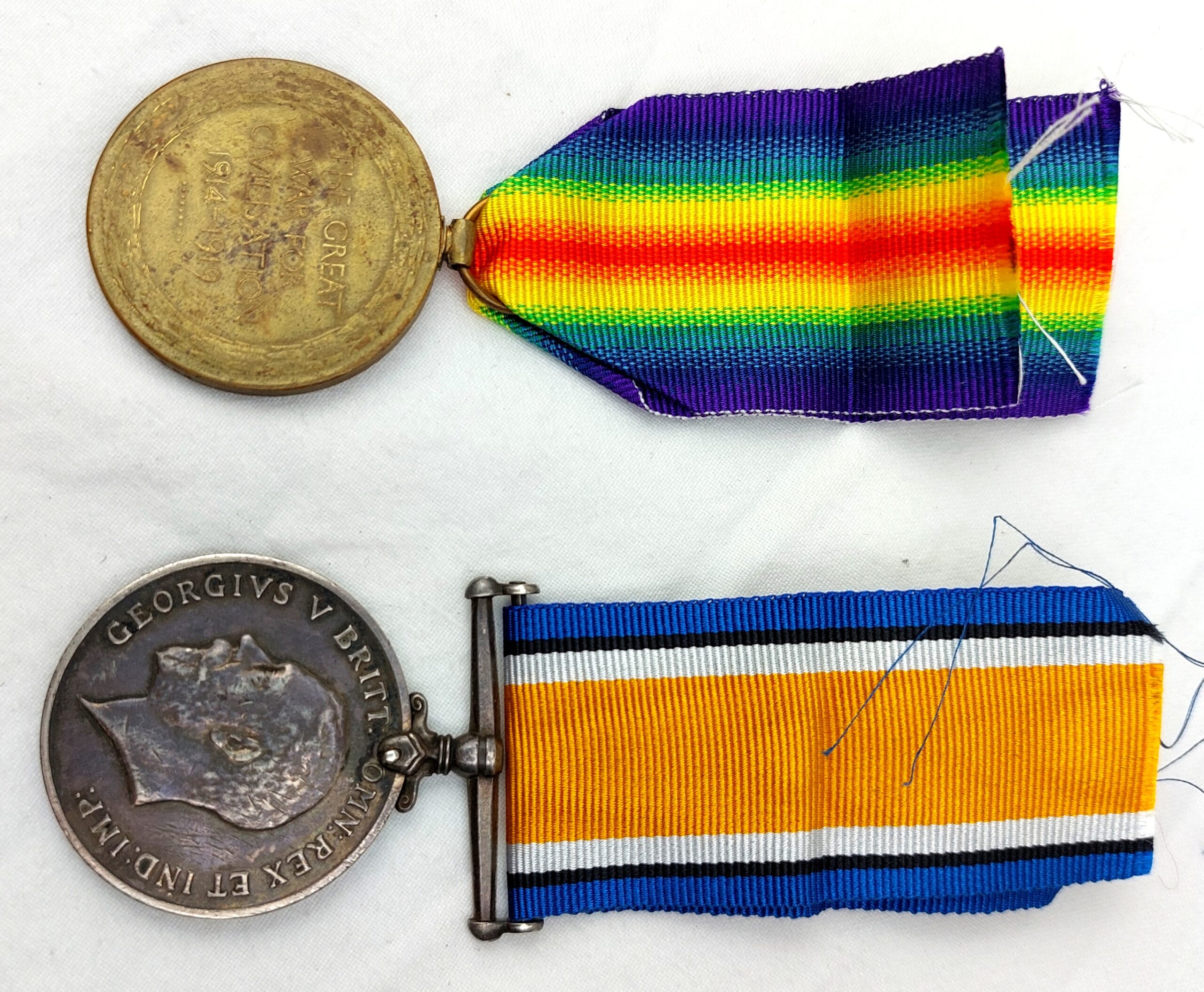 British, WW1, War Medal and Allied Victory Medal - awarded to 9369. PTE. C. Messenger. S. Lan. R (2)
