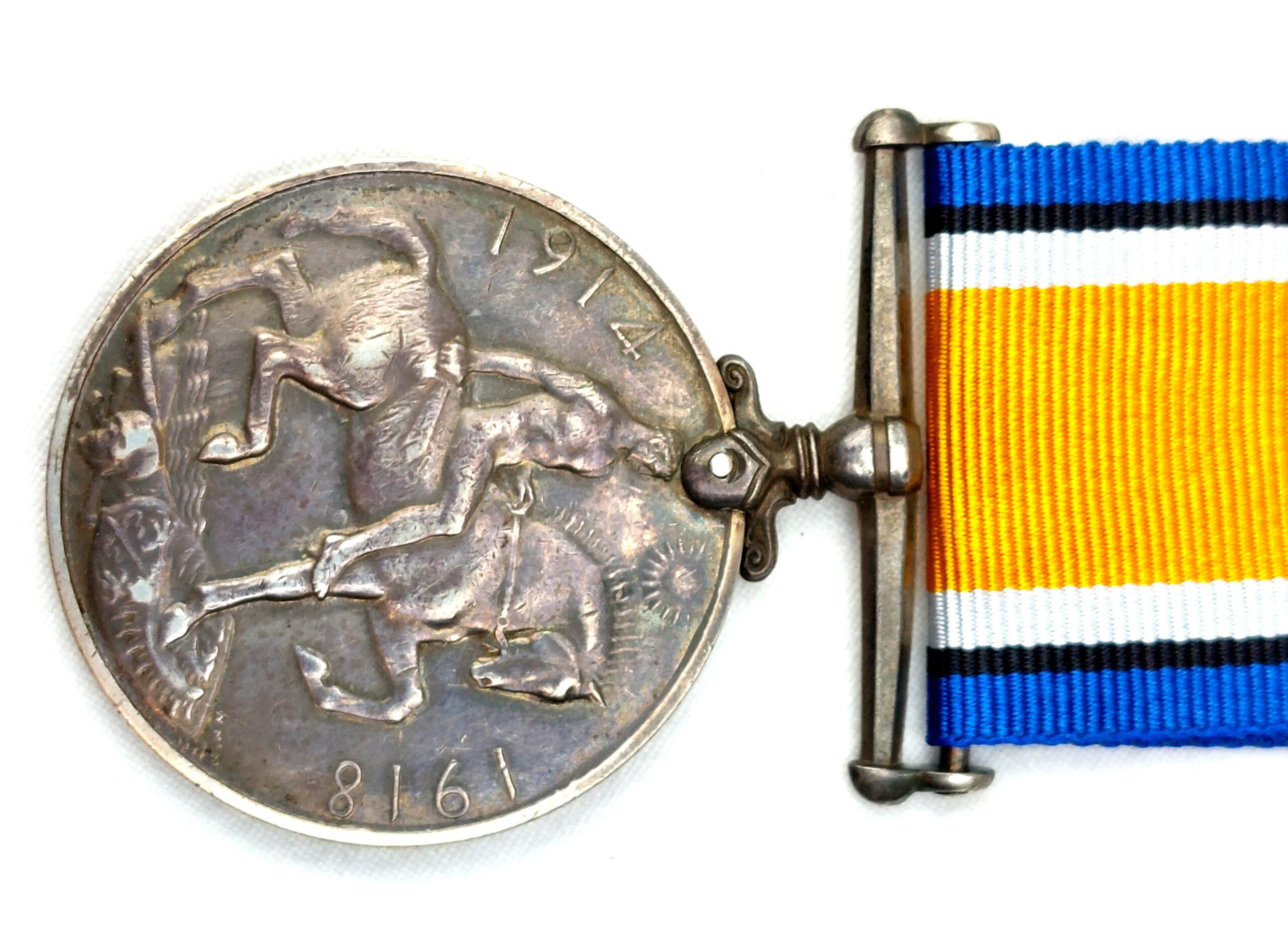 British, WW1 War Medal, - awarded to 9369. PTE. C. Messenger. S. Lan. R (2)