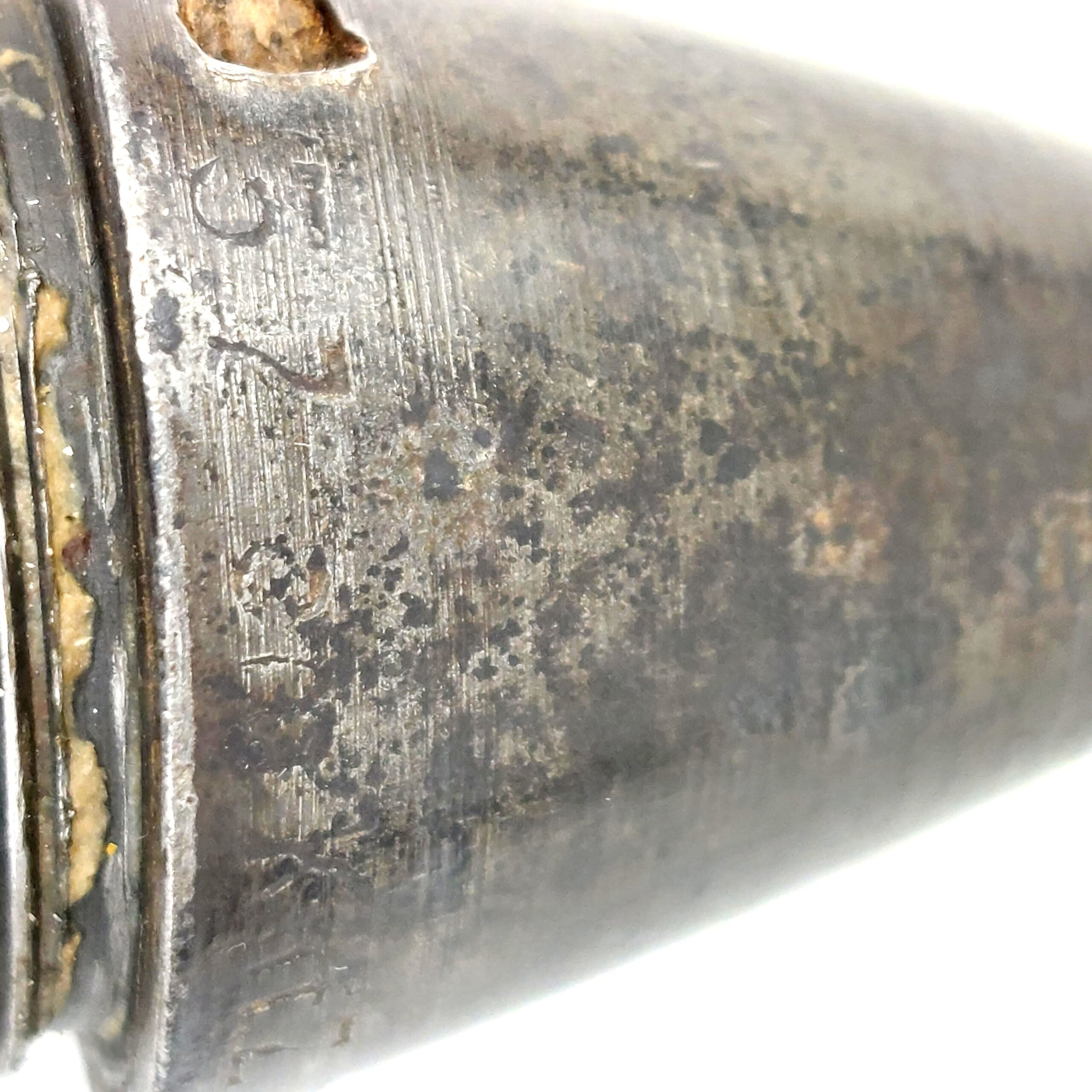German, WW2, 3,7cm Flak 18 Shell, with Waffenamt Stamps, 1944 Brass Shell with 1943 Projectile (21)