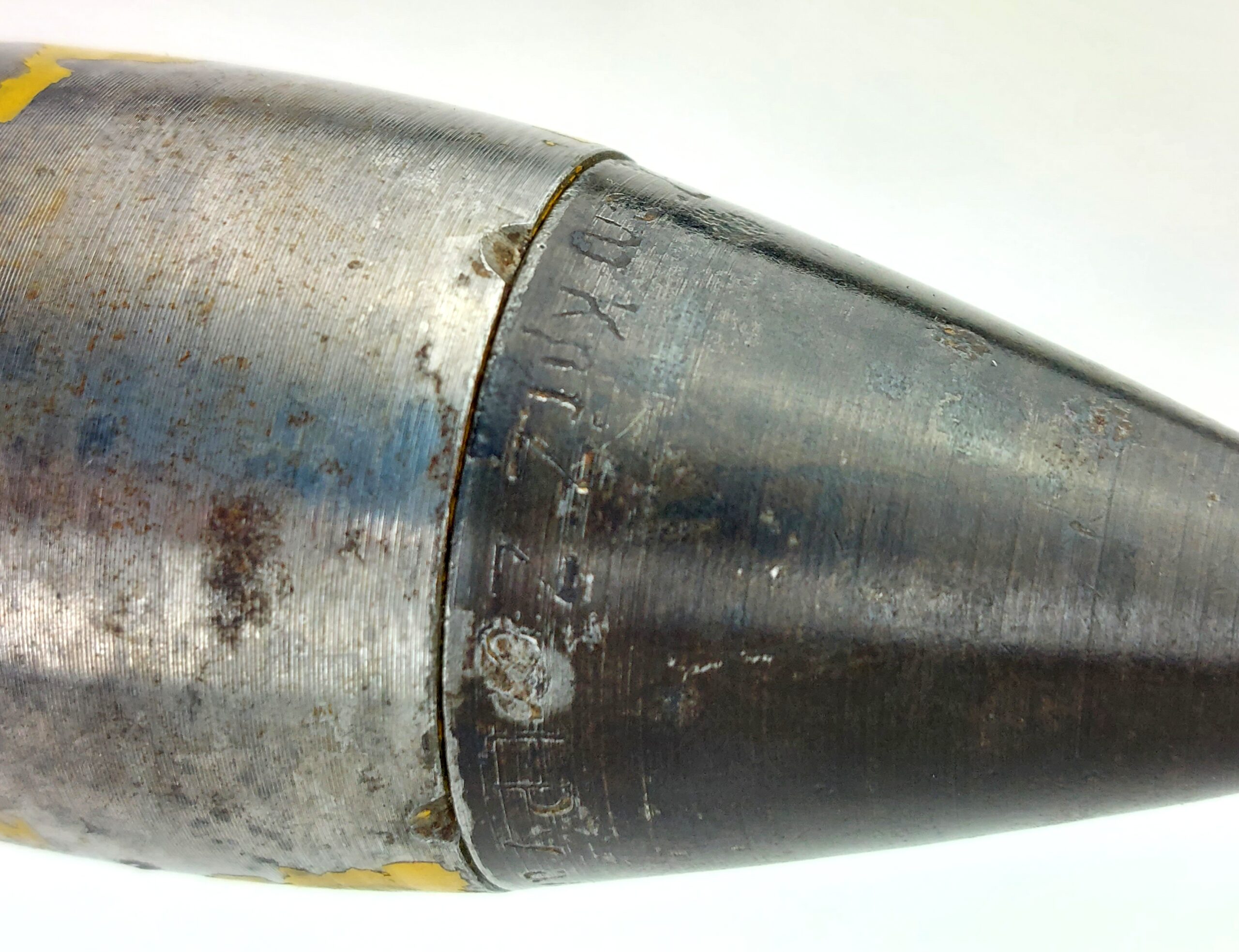 German, WW2, 3,7cm Flak 18 Shell, with Waffenamt Stamps, 1944 Brass Shell with 1943 Projectile (6)