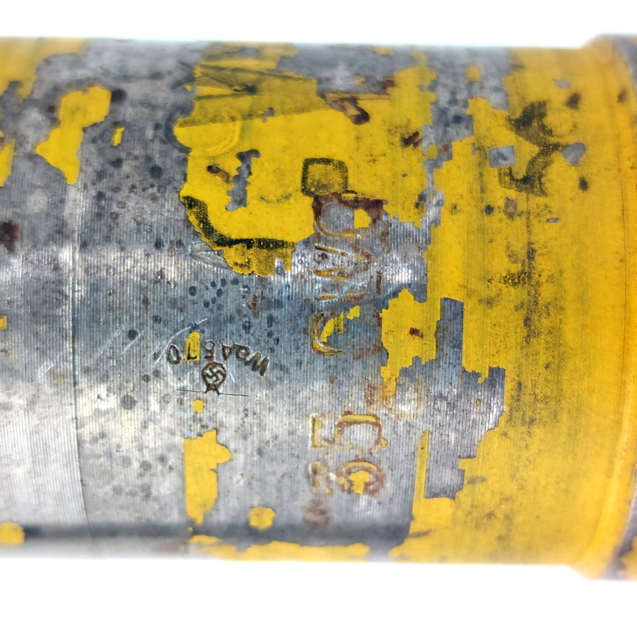 German, WW2, 3,7cm Flak 18 Shell, with Waffenamt Stamps, 1944 Brass Shell with 1943 Projectile (8)