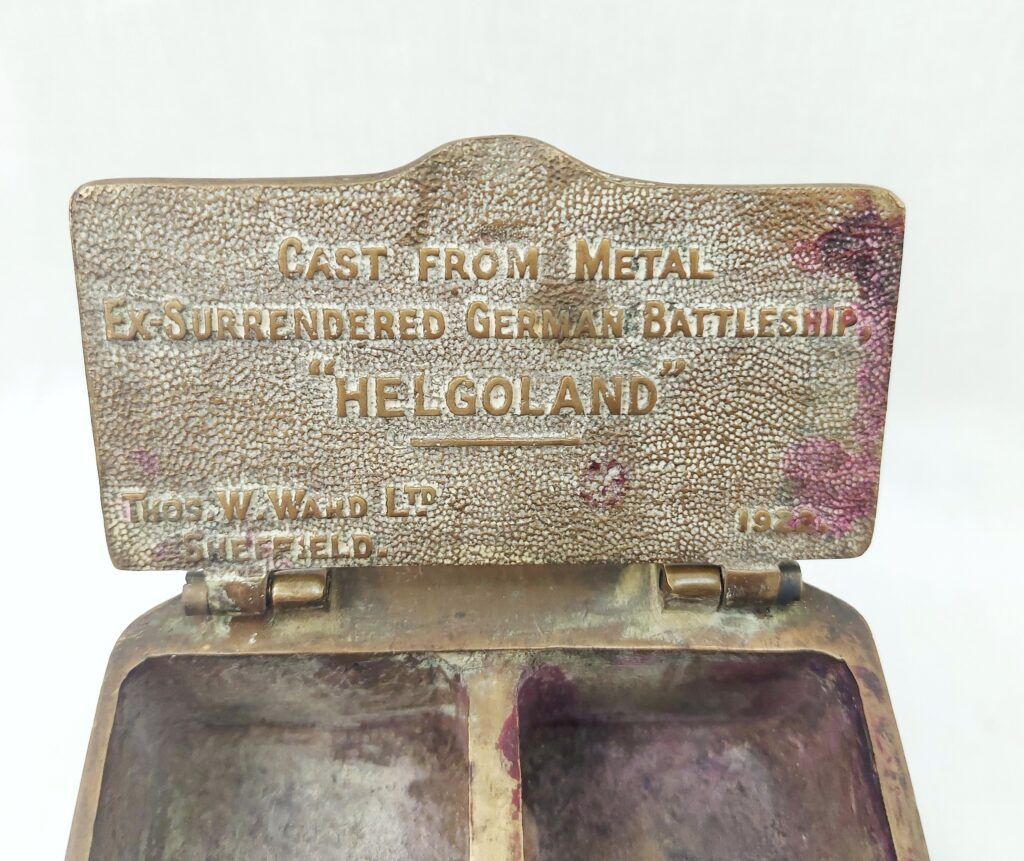 Bronze Inkwell made from WW1 Battleship SMS Helgoland - Sally Antiques