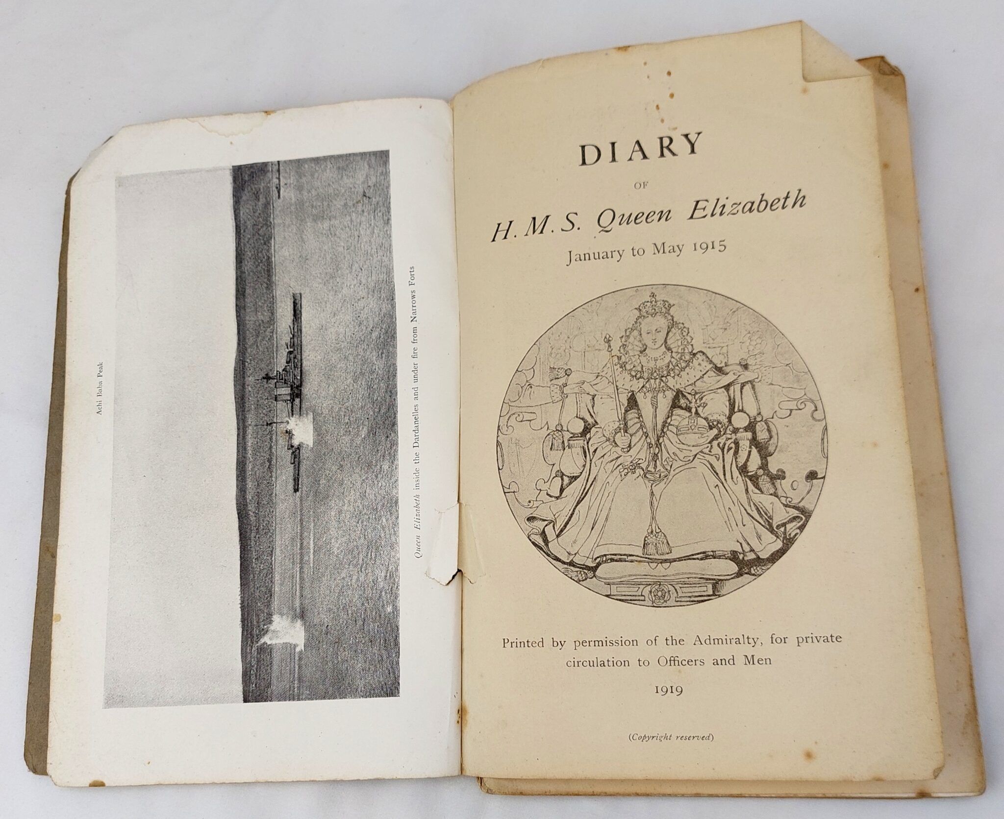 British, WW1, Gallipoli Campaign, Very Rare: The Diary of H.M.S. Queen ...