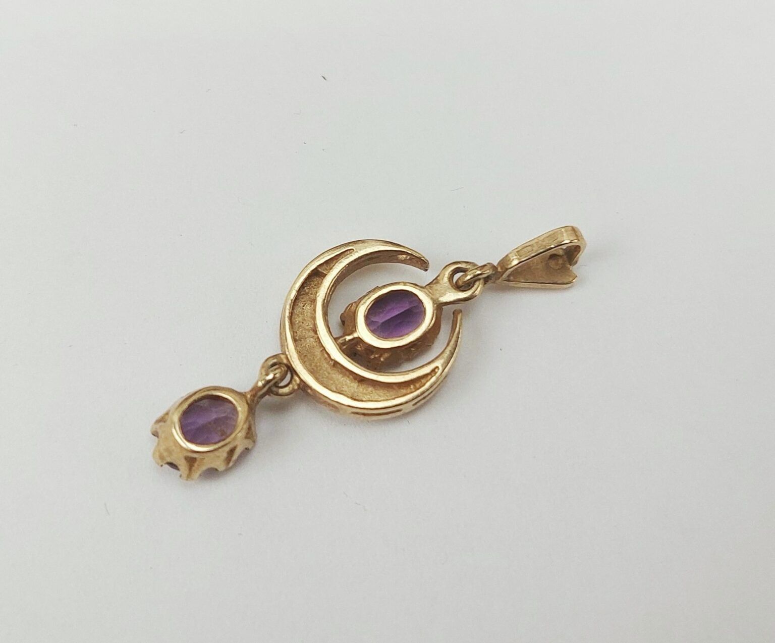 9ct Gold Amethyst & Pearl Necklace Pendant - Sally Antiques