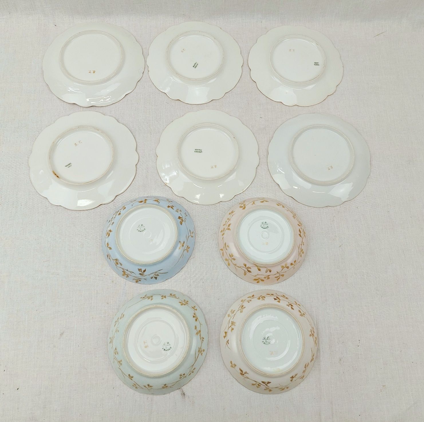 JA_2676167943 - c1890 Set of 6 Tea Plates & 4 Saucers by Jean Pouyat Limoges (13)