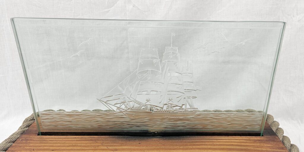 Royal Navy Of Oman Shabab Oman II Glass Ship Display - Sally Antiques