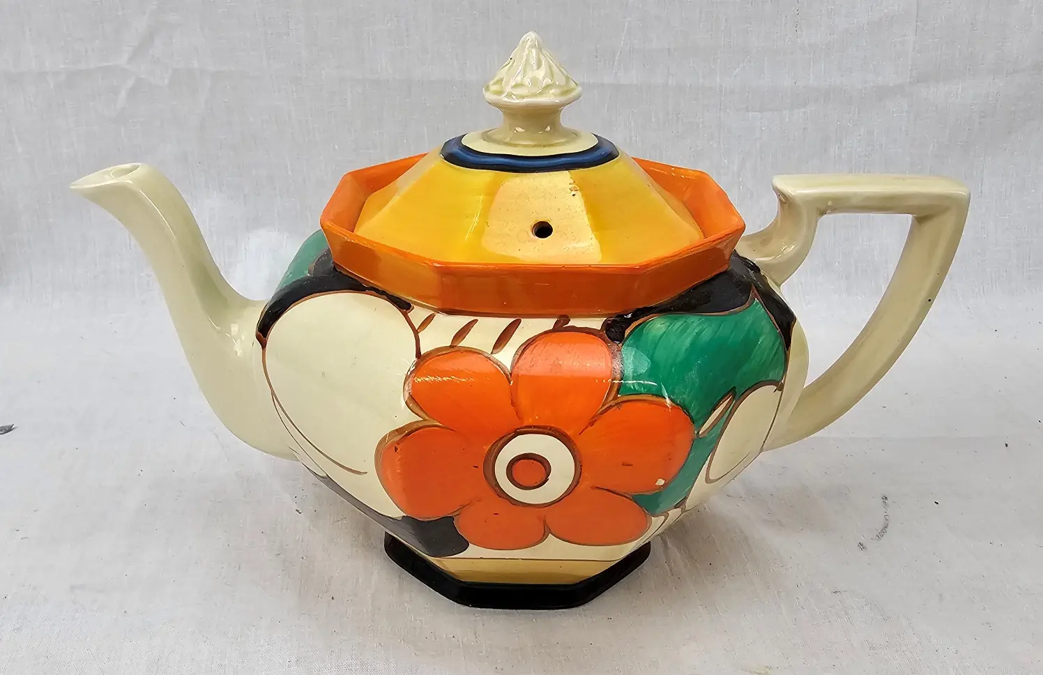 1930s Clarice Cliff Fantasque Floreat Havre (Wild Rose) Rare Pattern Teapot 1